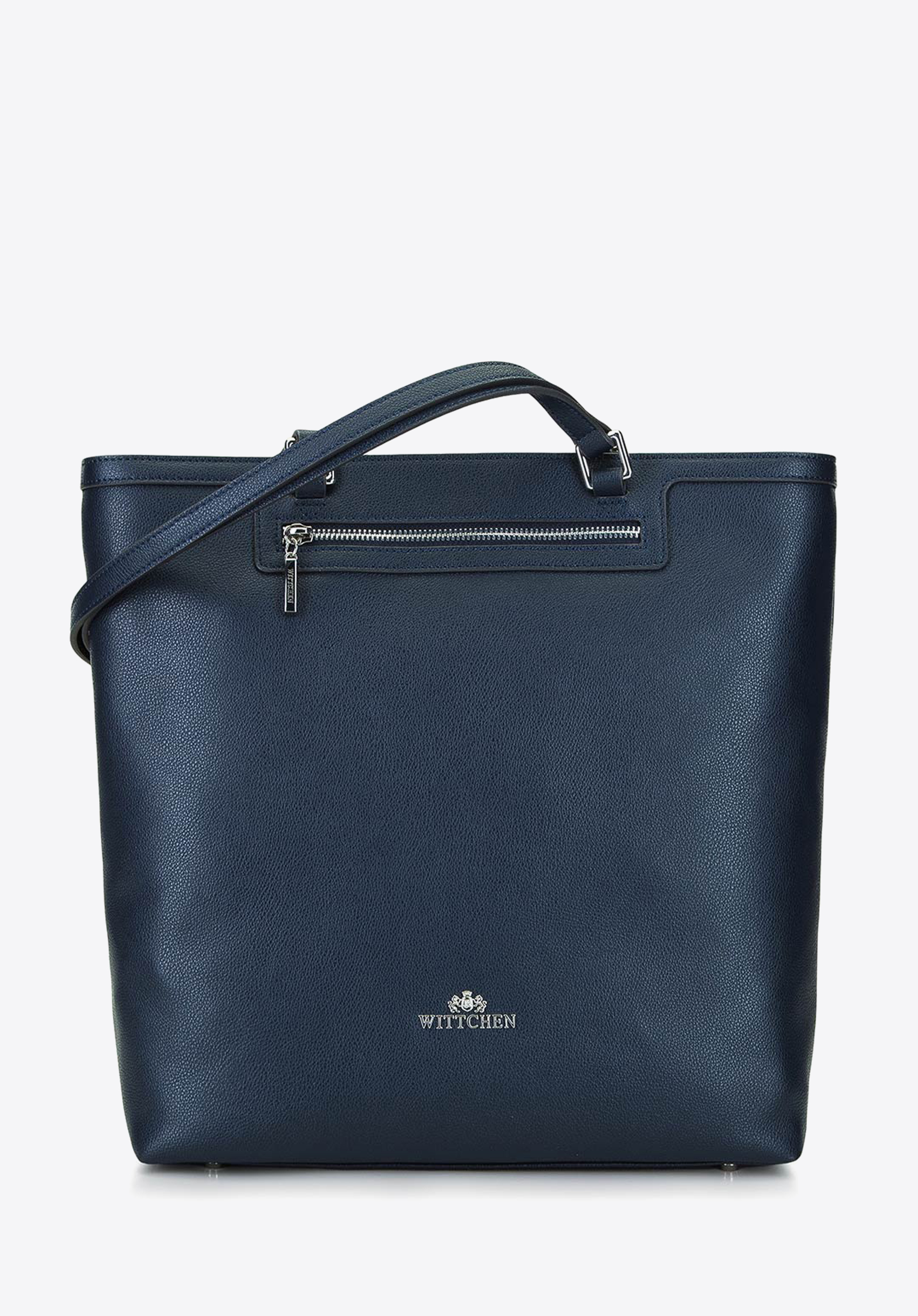 SCHLICHTE SHOPPER-TASCHE AUS LEDER, dunkelblau, 92-4E-600-7, Bild 1