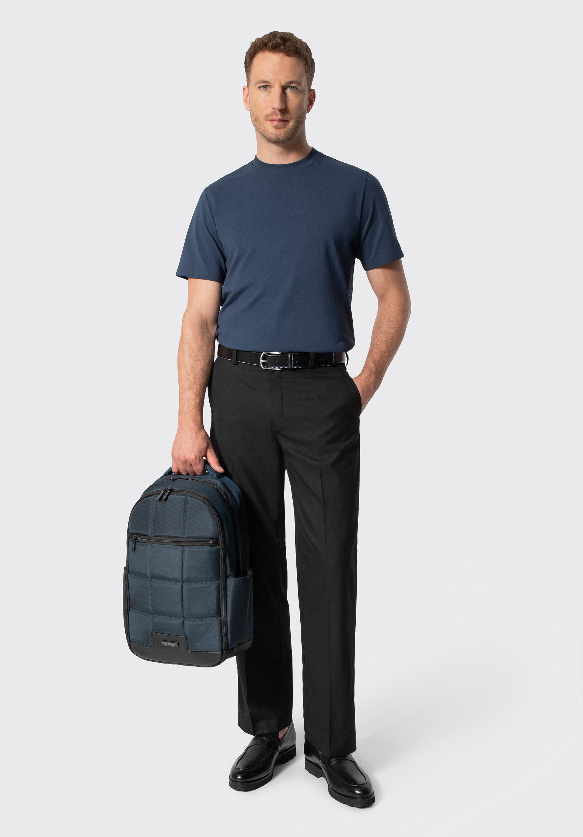 Multifunktionaler Flugzeugrucksack mit geometrischem Muster, dunkelblau-schwarz, 102-3P-100-7D, Bild 1