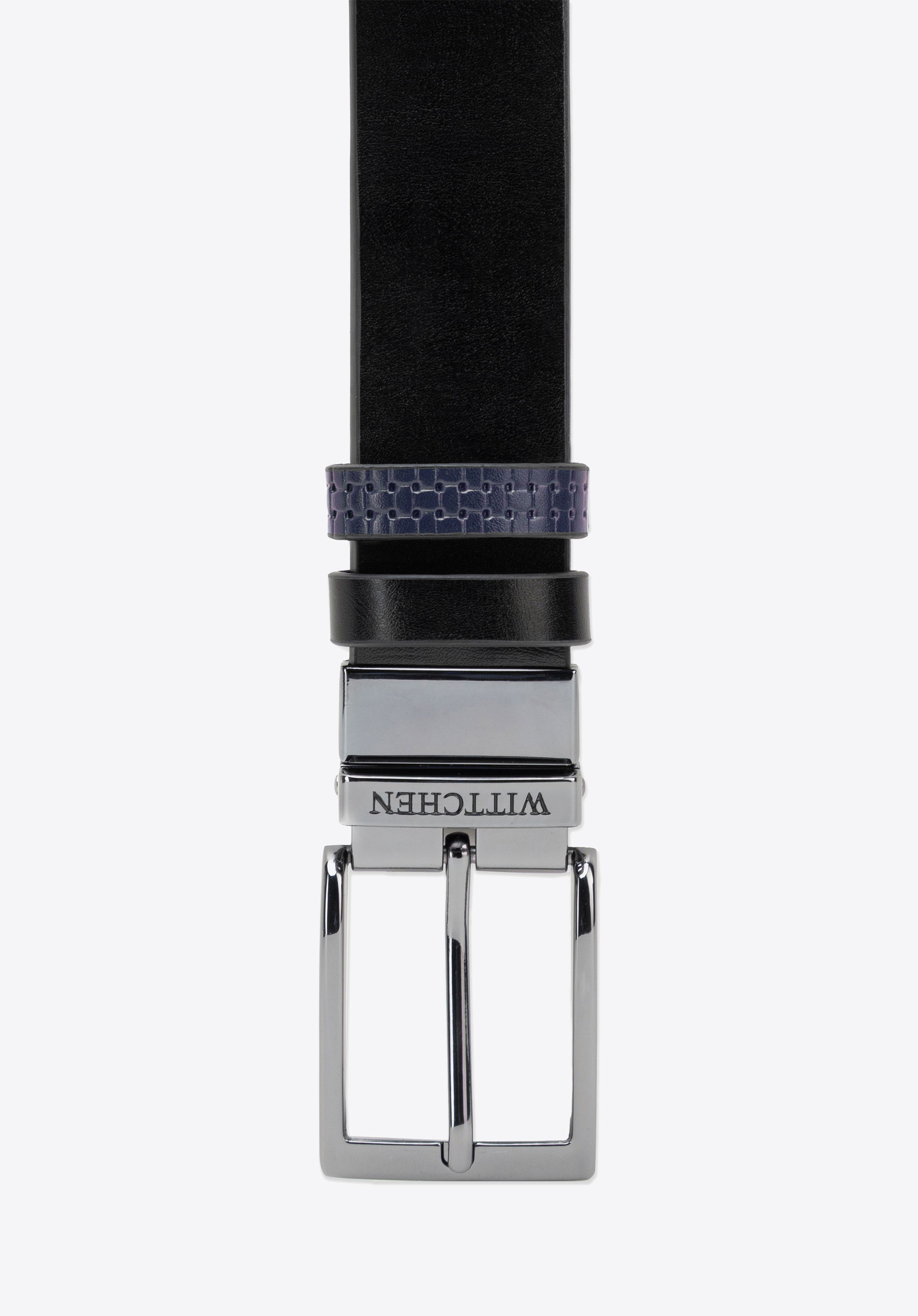 Wendbarer Ledergürtel für Herren, dunkelblau-schwarz, 103-8M-921-1N-12, Bild 1