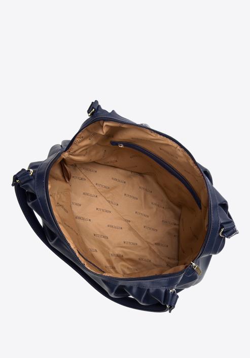 Shopper-Tasche aus gekräuseltem Öko-Leder, dunkelblau, 97-4Y-525-7, Bild 3