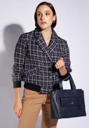 Shopper-Tasche aus Leder mit Vordertasche, dunkelblau, 95-4E-619-7, Bild 15