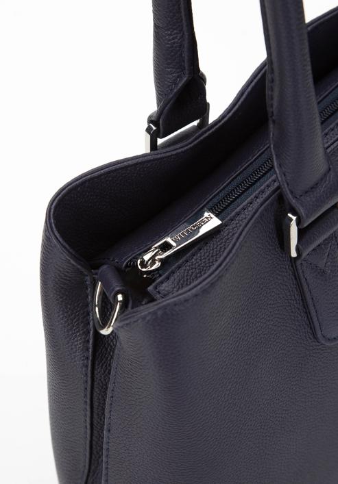 Shopper-Tasche aus Leder mit zwei Fächern, dunkelblau, 97-4E-001-Z, Bild 5