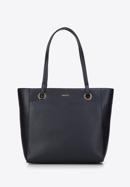 Shopper-Tasche aus Öko-Leder mit großer Vordertasche, dunkelblau, 97-4Y-534-9, Bild 2