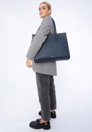 Shopper-Tasche aus Öko-Leder mit Monogramm, dunkelblau, 97-4Y-227-4, Bild 15