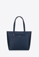 Shopper-Tasche aus Saffiano-Öko-Leder mit Vordertasche, dunkelblau, 97-4Y-518-7, Bild 2