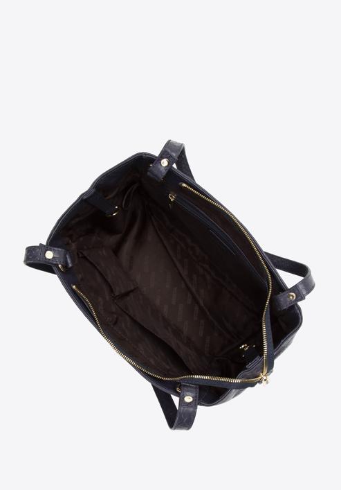 Shopper-Tasche aus zwei Lederarten, dunkelblau, 97-4E-003-Z, Bild 5