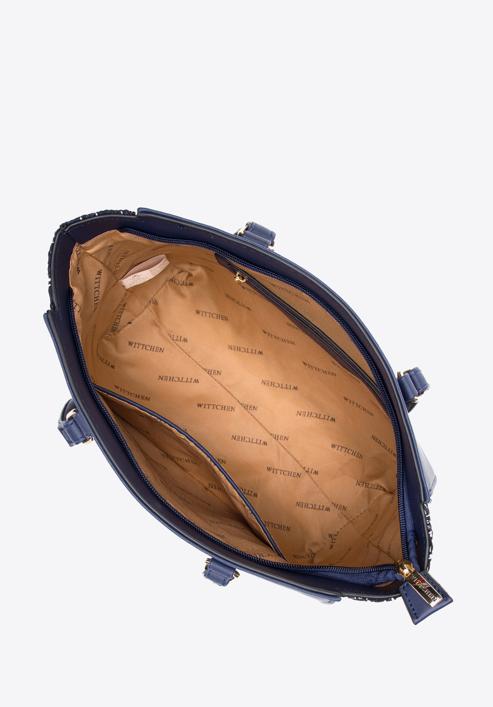 Shopper-Tasche mit Bouclé-Detail, dunkelblau, 97-4Y-750-1, Bild 4