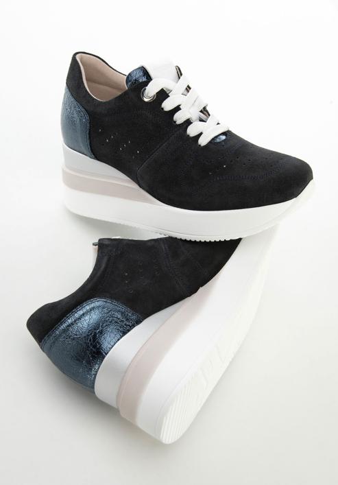 Sneakers aus Wildleder mit Keilabsatz, dunkelblau, 95-D-654-N-37, Bild 7