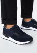 Sneakers für Herren aus Wildleder mit elastischen Einsätzen, dunkelblau, 96-M-513-N-39, Bild 15