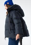 Steppjacke für Damen mit Strickbündchen an den Ärmeln - Oversize, dunkelblau, 97-9D-401-N-M, Bild 5