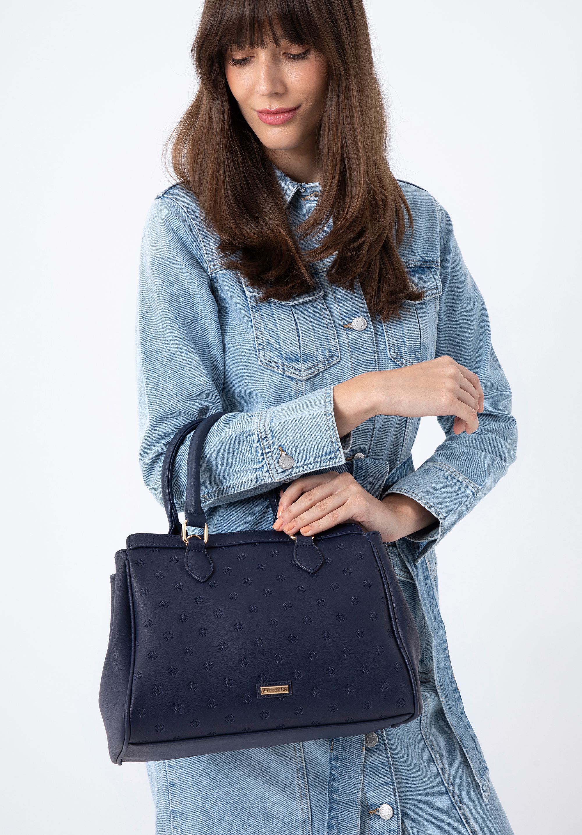 Klassische Köfferchen-Handtasche aus Leder