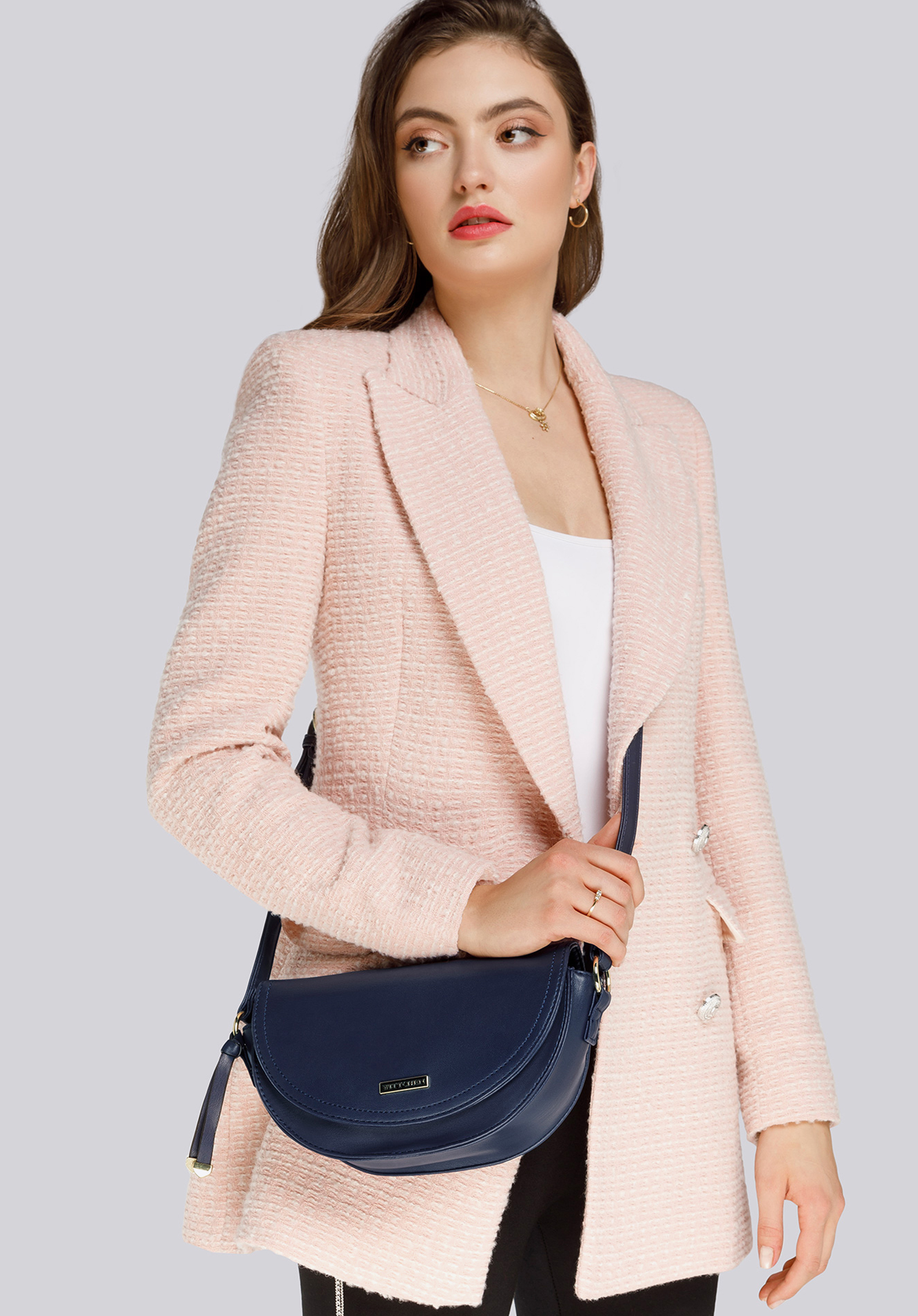 Umhängetasche für Damen mit Riemen, dunkelblau, 93-4Y-904-N, Bild 1