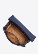 Kleine Damenhandtasche aus Bouclé mit Kettenschulterriemen, dunkelblau-weiß, 97-4Y-753-N, Bild 3