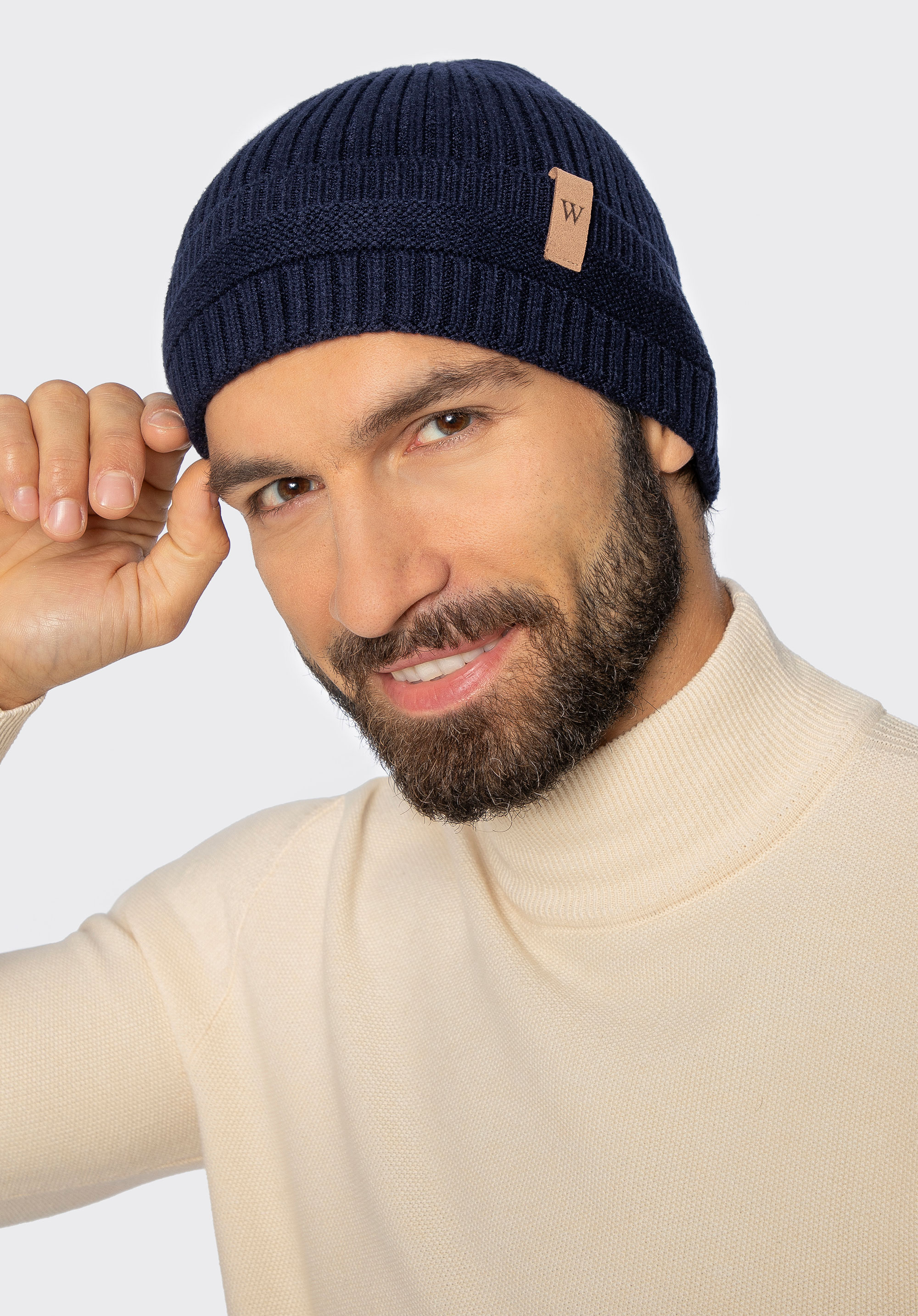 Wintermütze mit umgeschlagenem Umschlag, dunkelblau, 101-HF-004-N, Bild 1