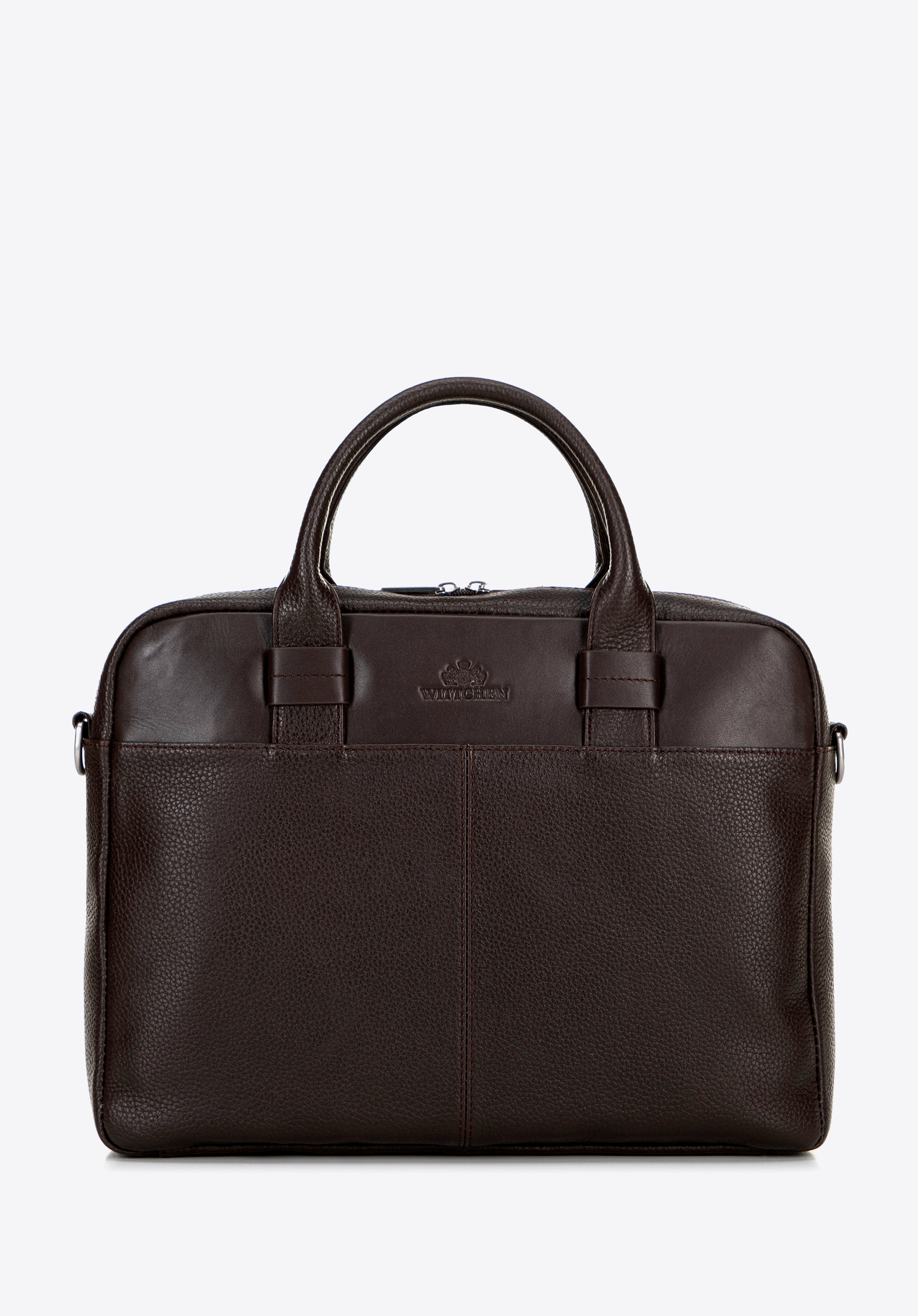 13"-Laptoptasche aus Leder mit zwei Texturen, dunkelbraun, 100-3U-805-4, Bild 1