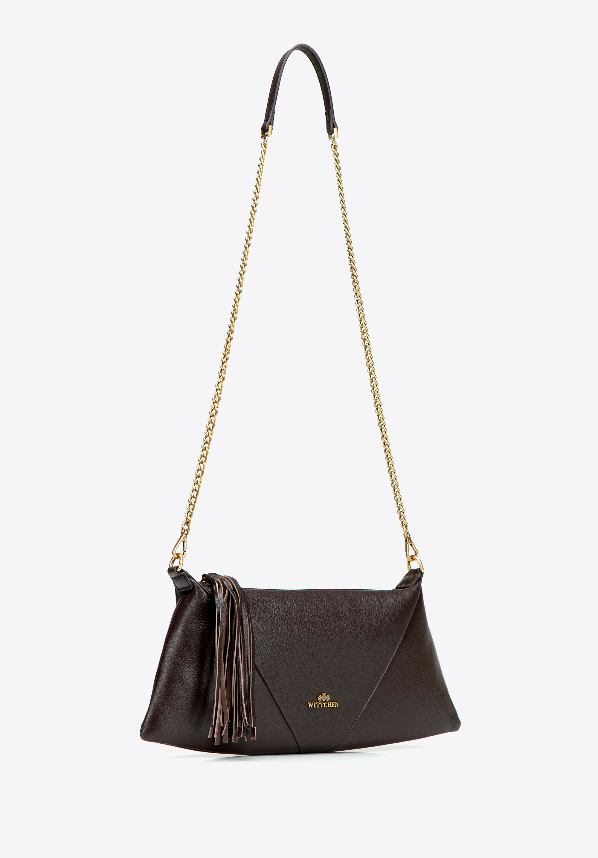 Baguette-Tasche aus Leder für Damen, dunkelbraun, 103-4E-609-4, Bild 1