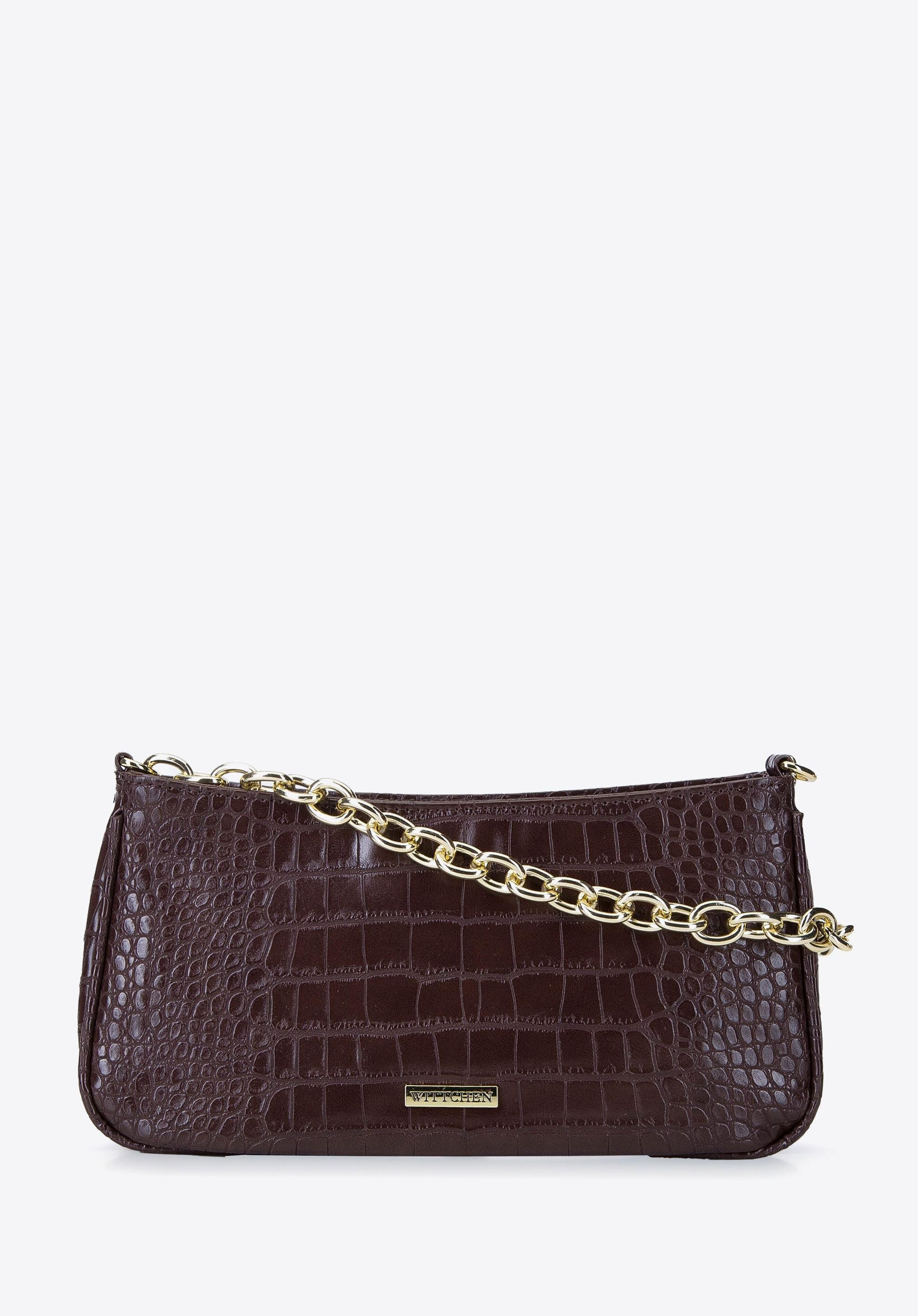 Baguette Tasche mit Kette, dunkelbraun, 93-4Y-420-05, Bild 1