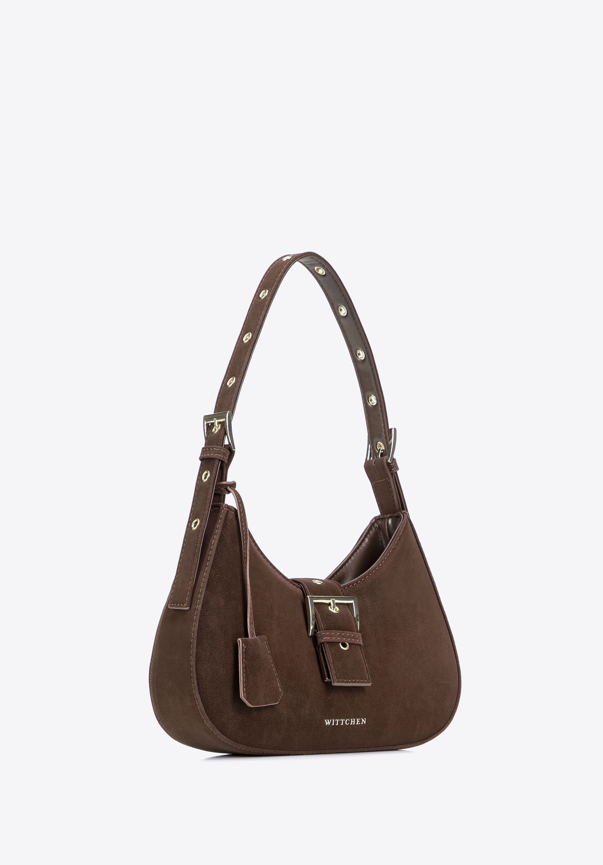 Damen-Baguette-Tasche mit dekorativer Schnalle, dunkelbraun, 103-4Y-506-4, Bild 1