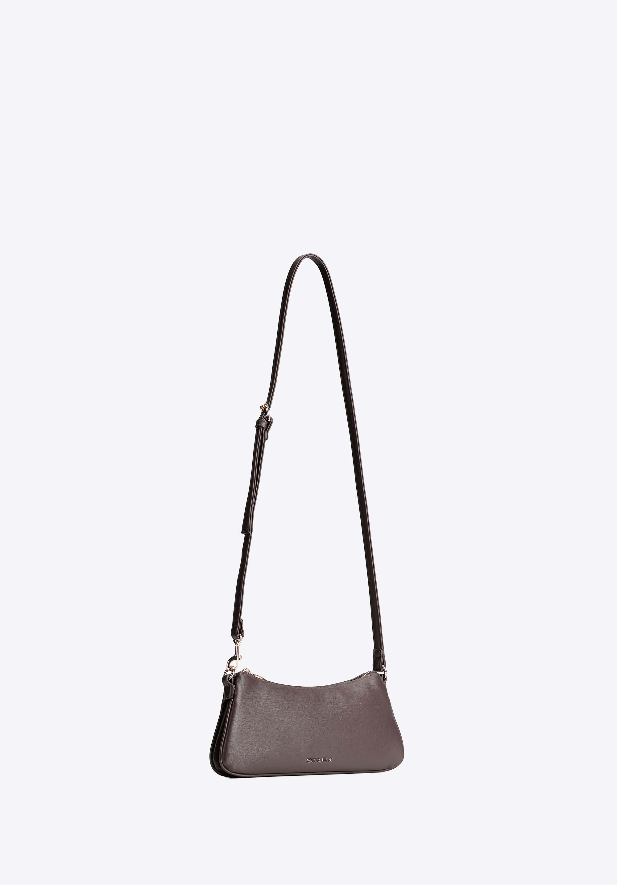 Damen-Baguette-Tasche mit zwei Trageriemen, dunkelbraun, 104-4Y-500-44, Bild 1