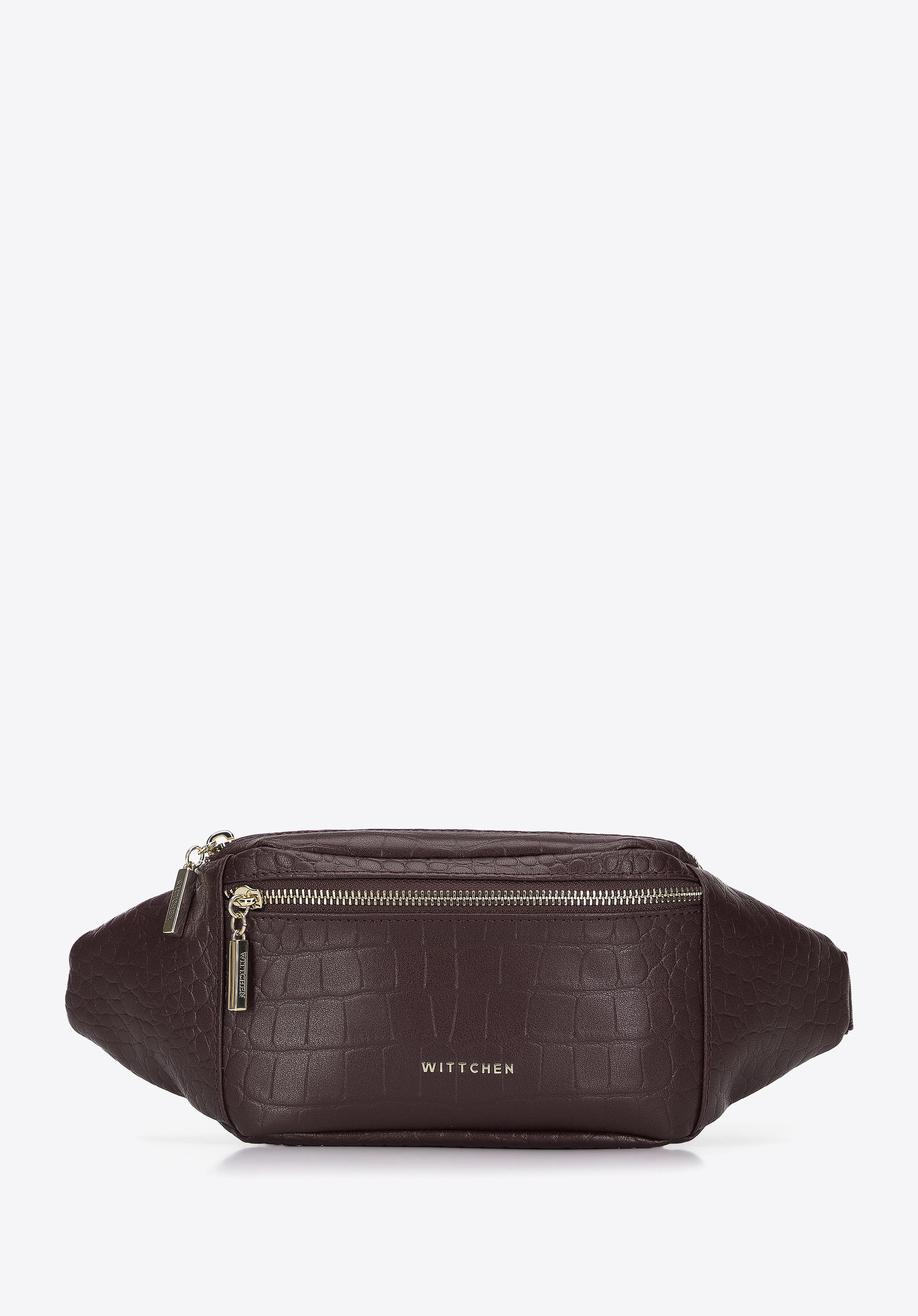 Damen-Gürteltasche aus Leder mit Krokoprägung, dunkelbraun, 95-3E-651-4, Bild 1