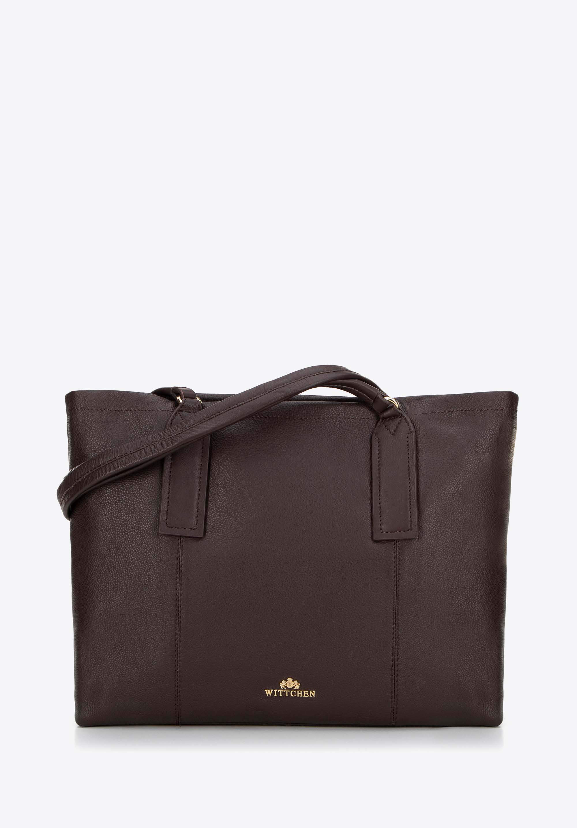 Damen Leder Shopper mit Gesäßtasche, dunkelbraun, 99-4E-017-4, Bild 1