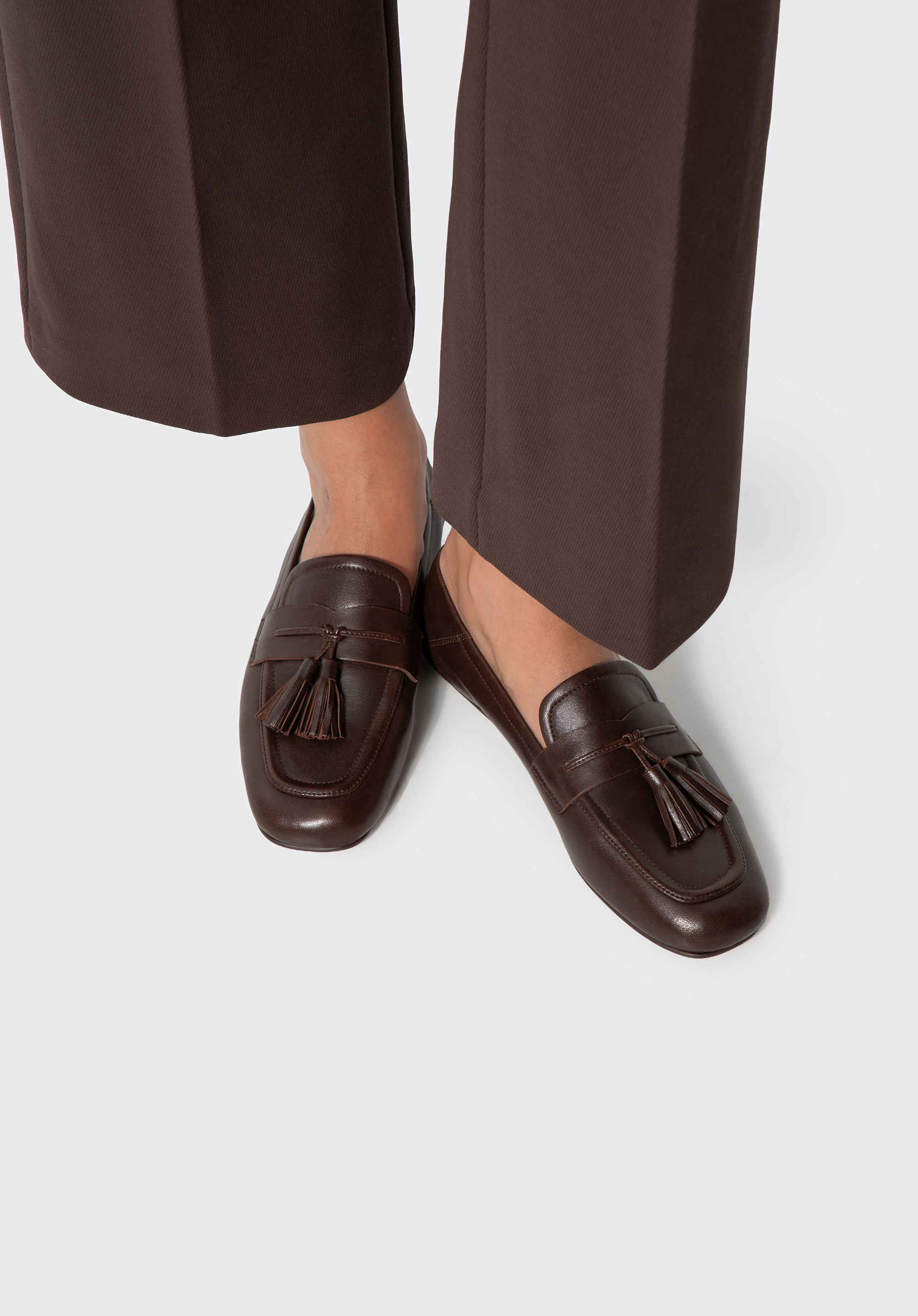 Damen-Lederslipper mit dekorativen Quasten, dunkelbraun, 103-D-362-4-38, Bild 1