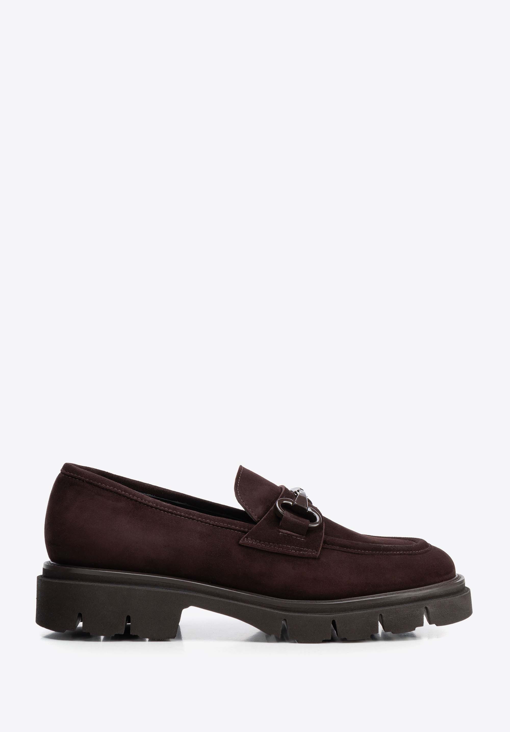 Damen-Loafer aus Wildleder mit Pferdegebiss-Verschluss, dunkelbraun, 103-D-109-4-41, Bild 1