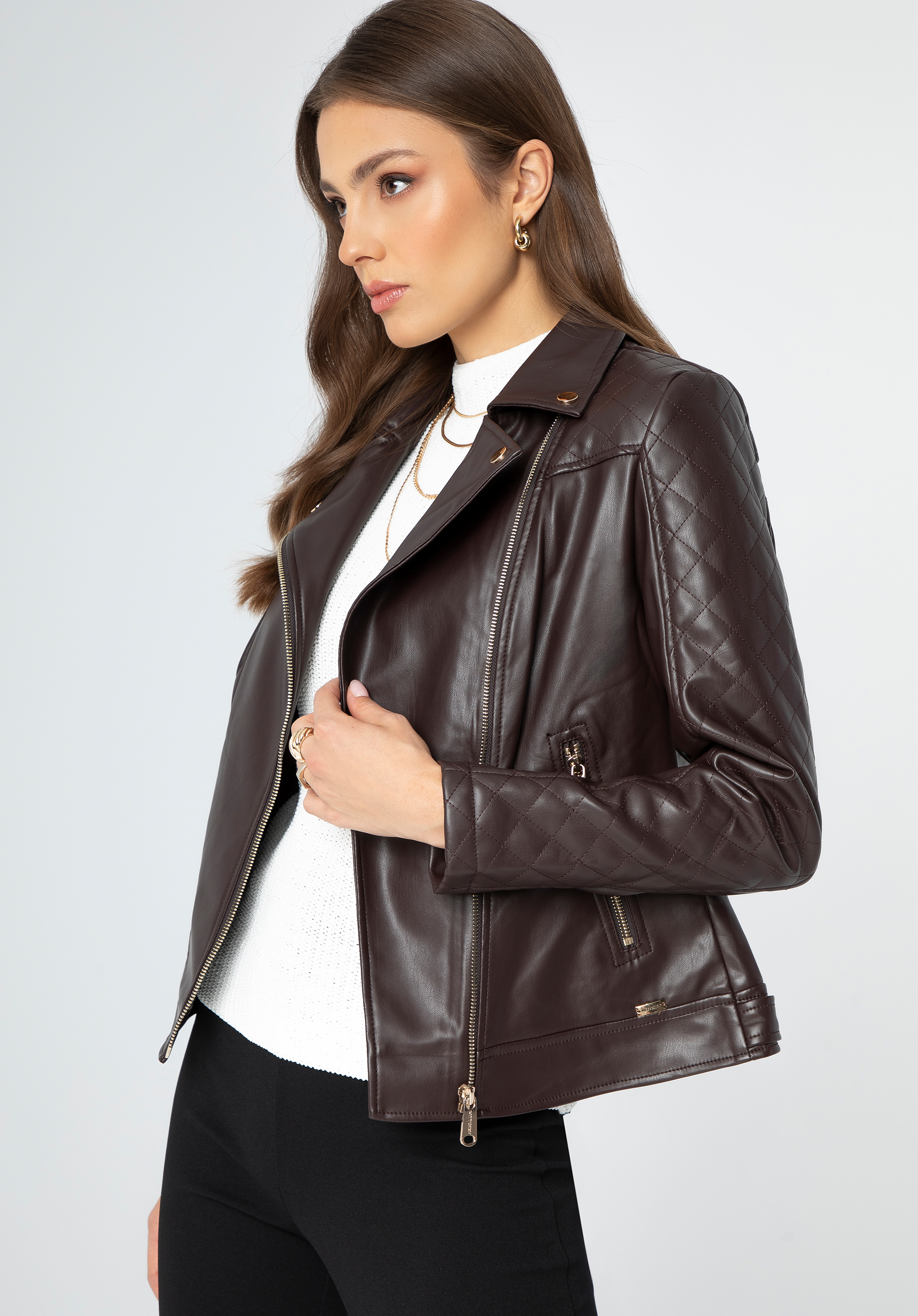 Damen Öko-Leder-Ramones mit Nähten, dunkelbraun, 99-9P-101-4-M, Bild 1