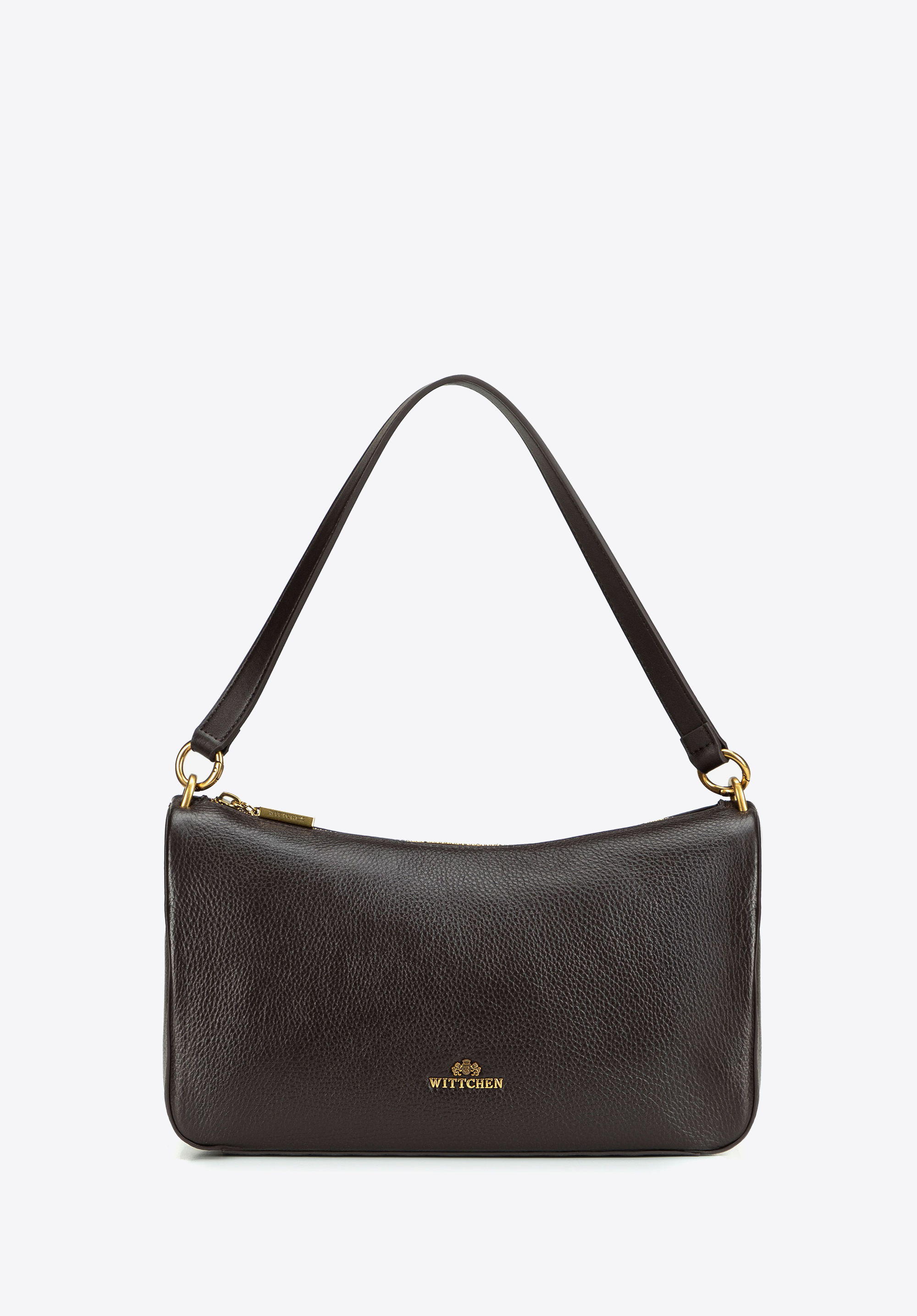 Damen-Schultertasche aus Leder, dunkelbraun, 103-4E-202-4, Bild 1