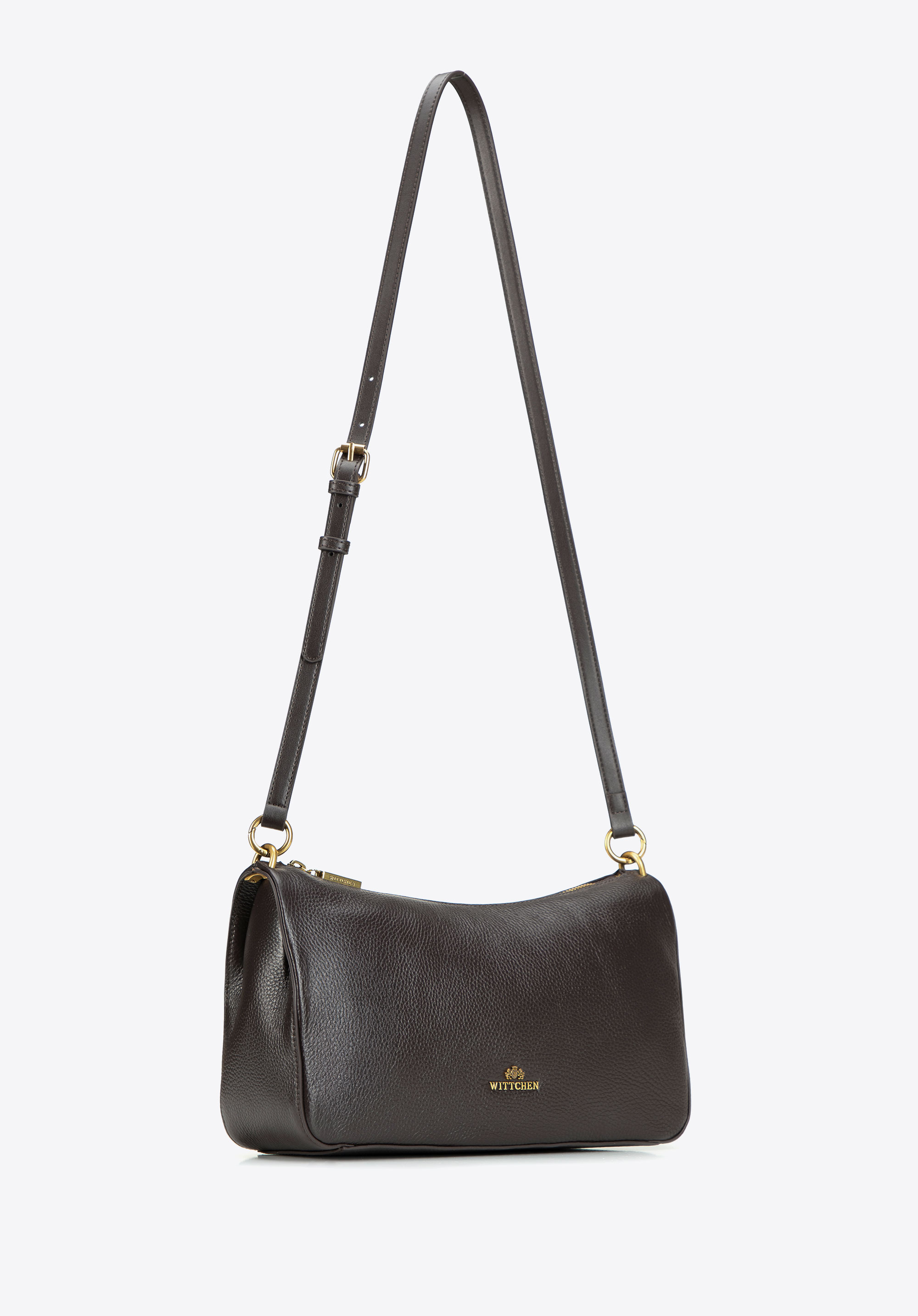 Damen-Schultertasche aus Leder, dunkelbraun, 103-4E-202-4, Bild 1