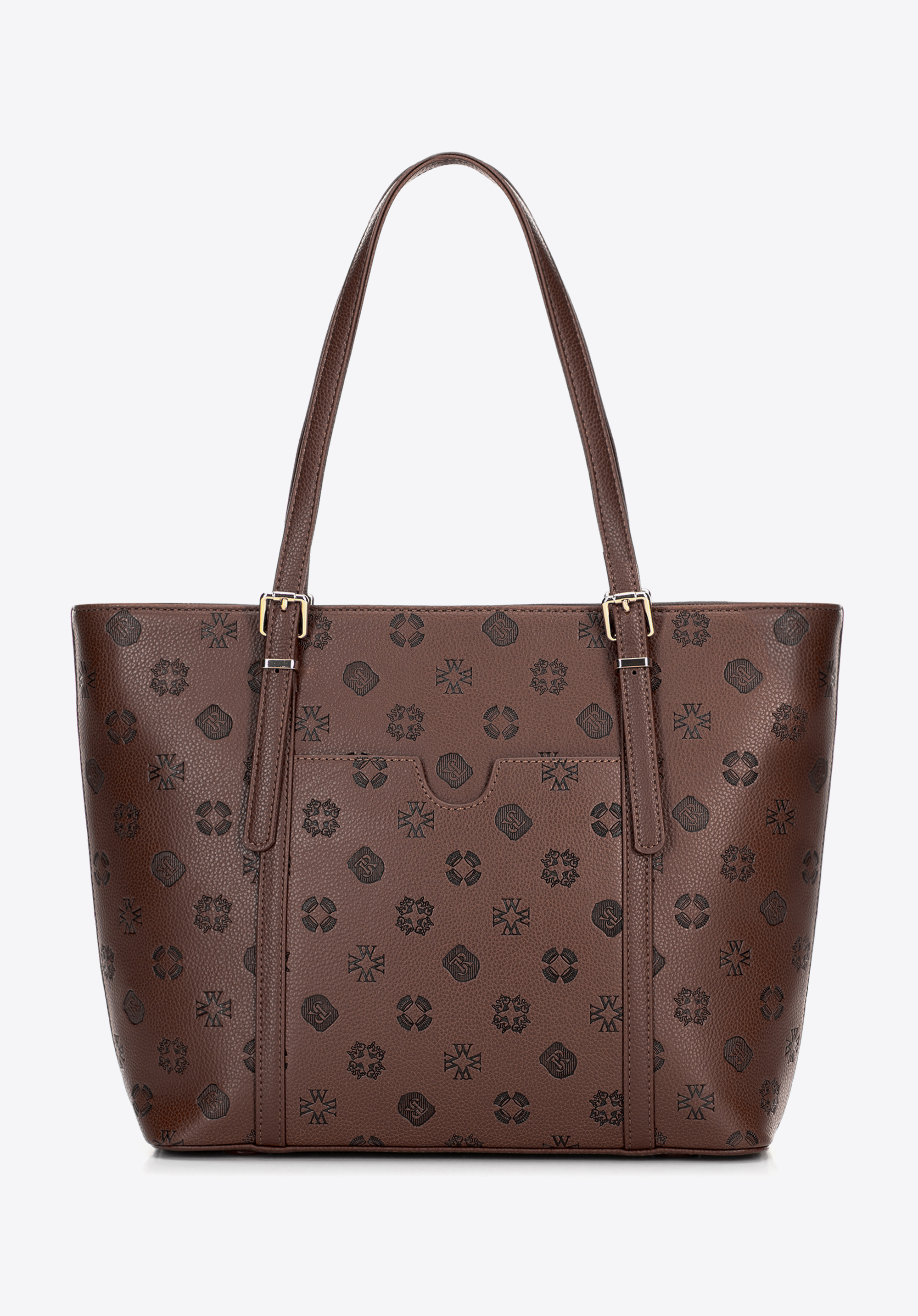 Damen-Shopper aus Kunstleder mit Prägung, dunkelbraun, 101-4Y-P05-4, Bild 1