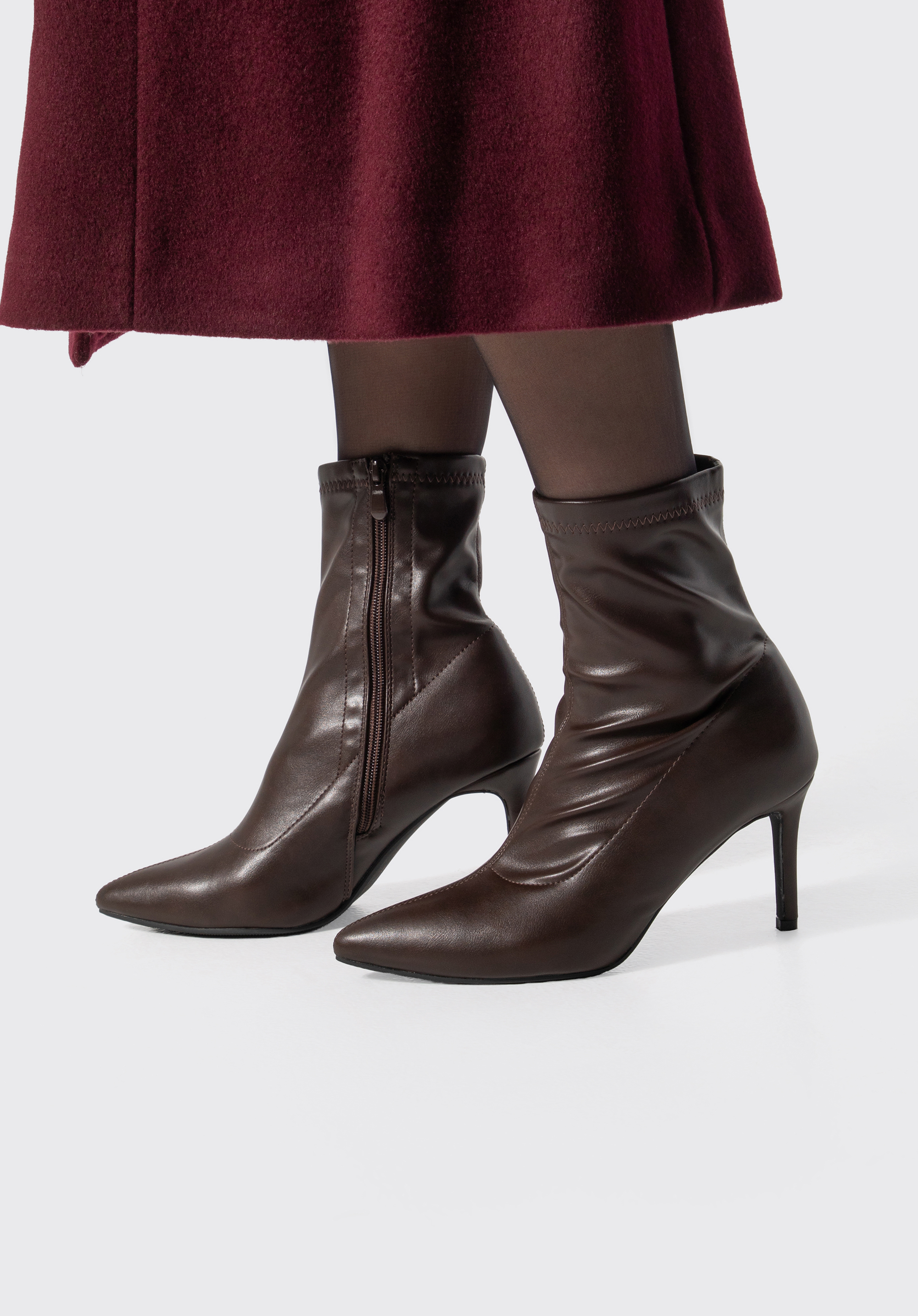 Damen-Stiletto-Ankle-Boots mit taillierter Form, dunkelbraun, 103-DP-851-4-37, Bild 1