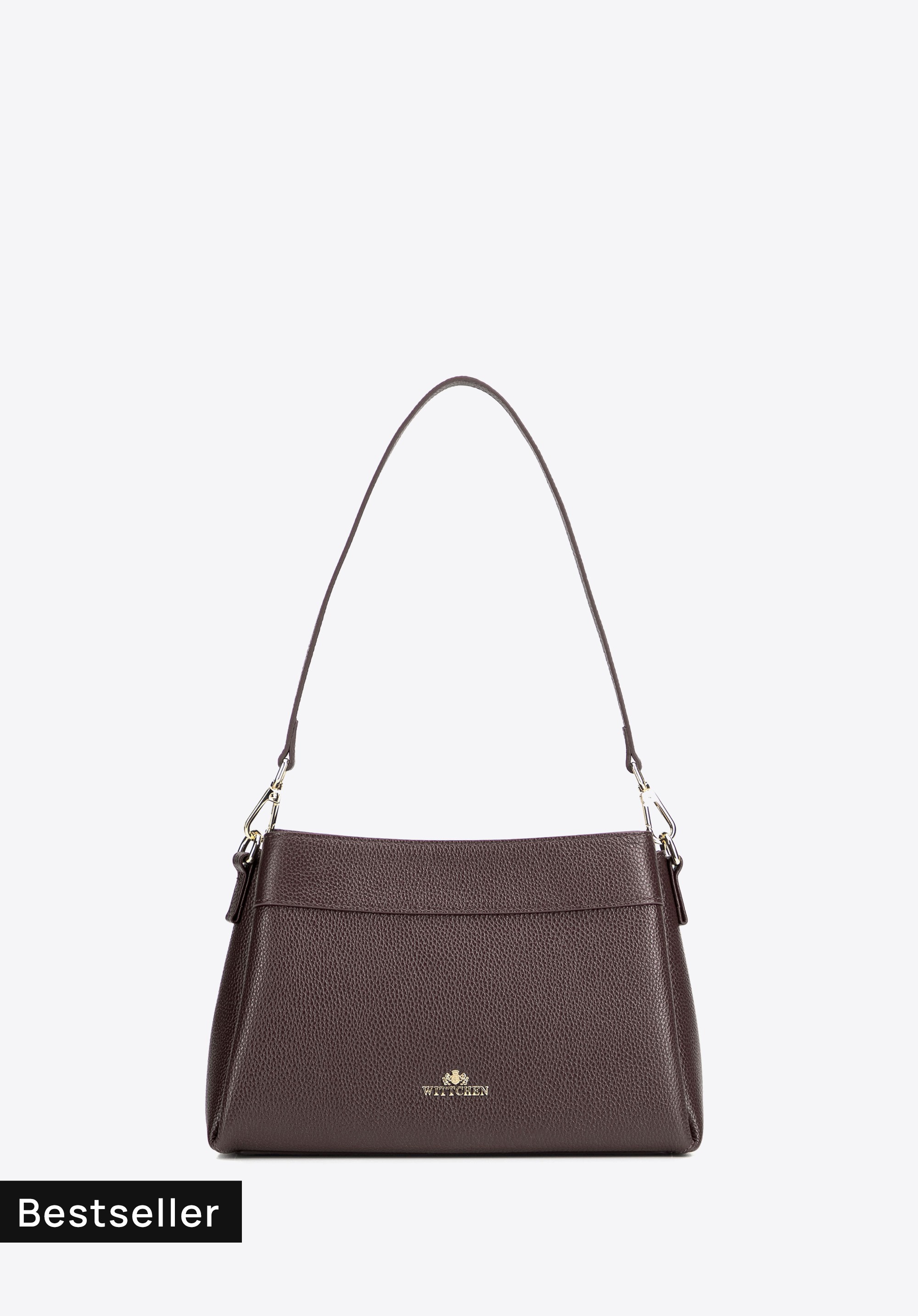 Damen-Umhängetasche aus Leder mit drei Fächern, dunkelbraun, 103-4E-630-4, Bild 1
