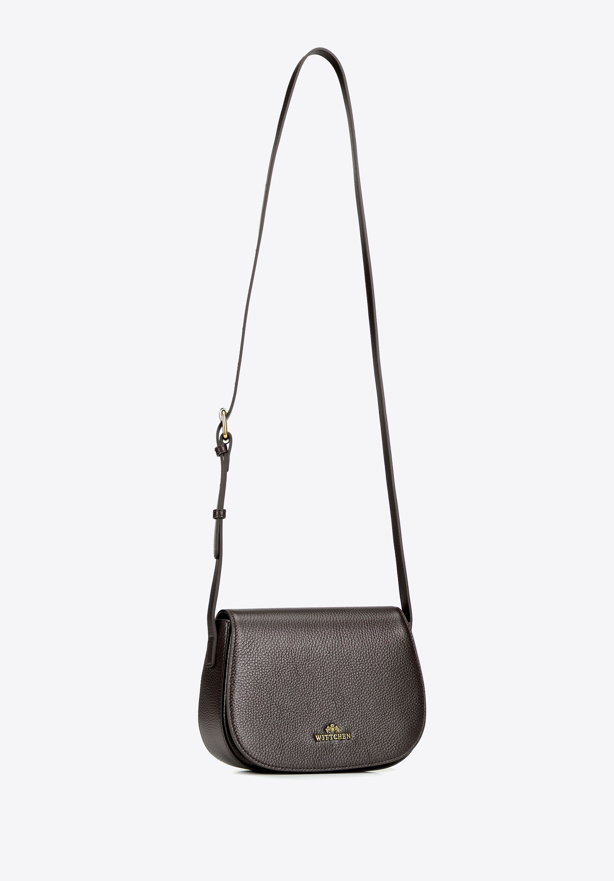 Damen-Umhängetasche aus Leder mit verstellbarem Riemen, dunkelbraun, 103-4E-209-4, Bild 1