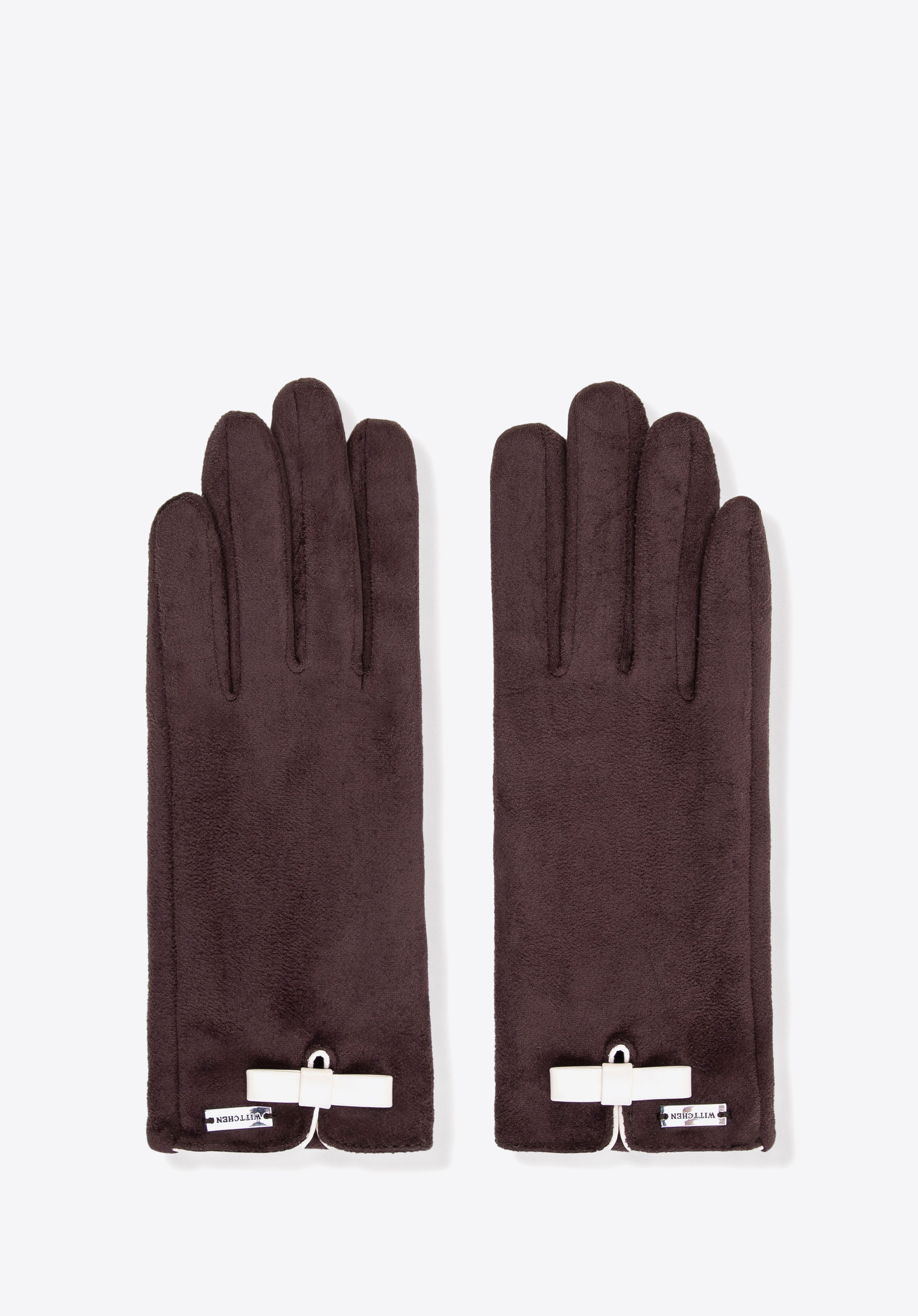 Damenhandschuhe mit kleinem Schleifendetail, dunkelbraun, 39-6P-048-4-S_M, Bild 1