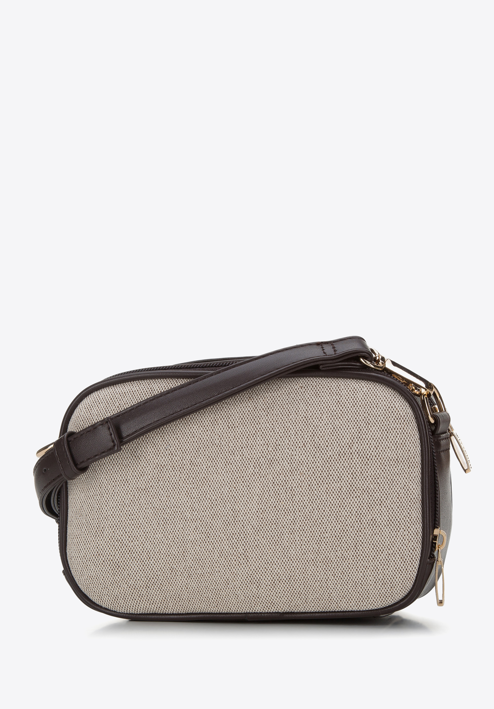 Damenhandtasche aus Öko-Leder und Leinen, dunkelbraun, 94-4Y-504-4, Bild 1