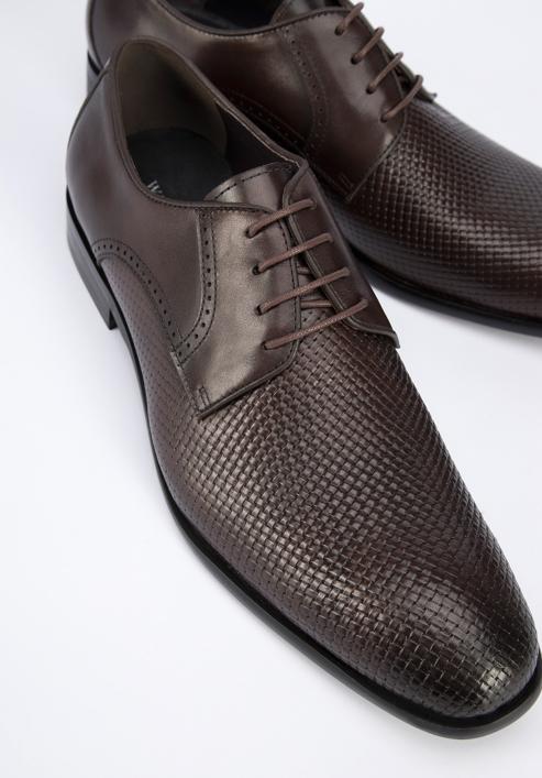 Derby-Schuhe aus Leder mit Geflecht, dunkelbraun, 95-M-505-1-44, Bild 7