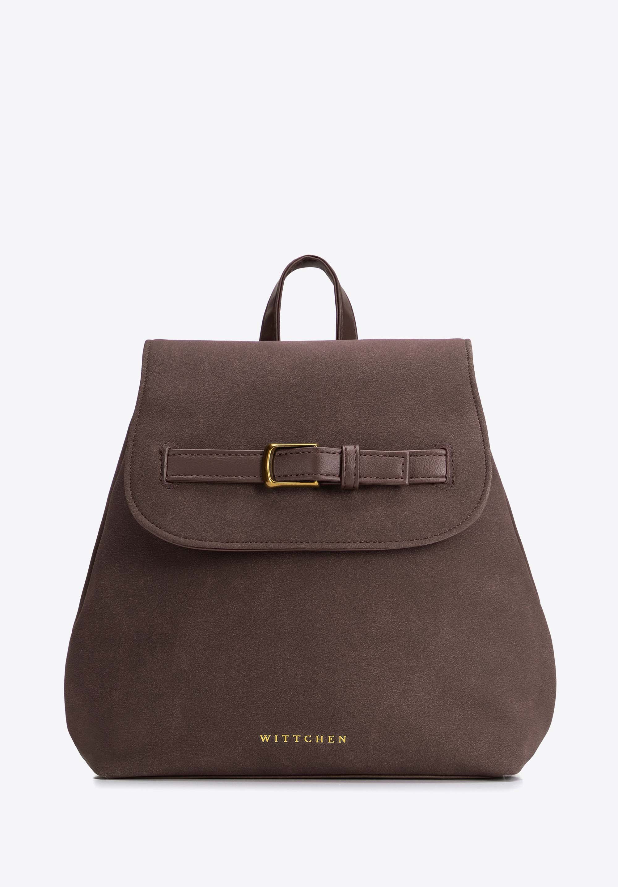 Eleganter Damen-Rucksack mit Überschlagklappe, dunkelbraun, 103-4Y-502-4, Bild 1