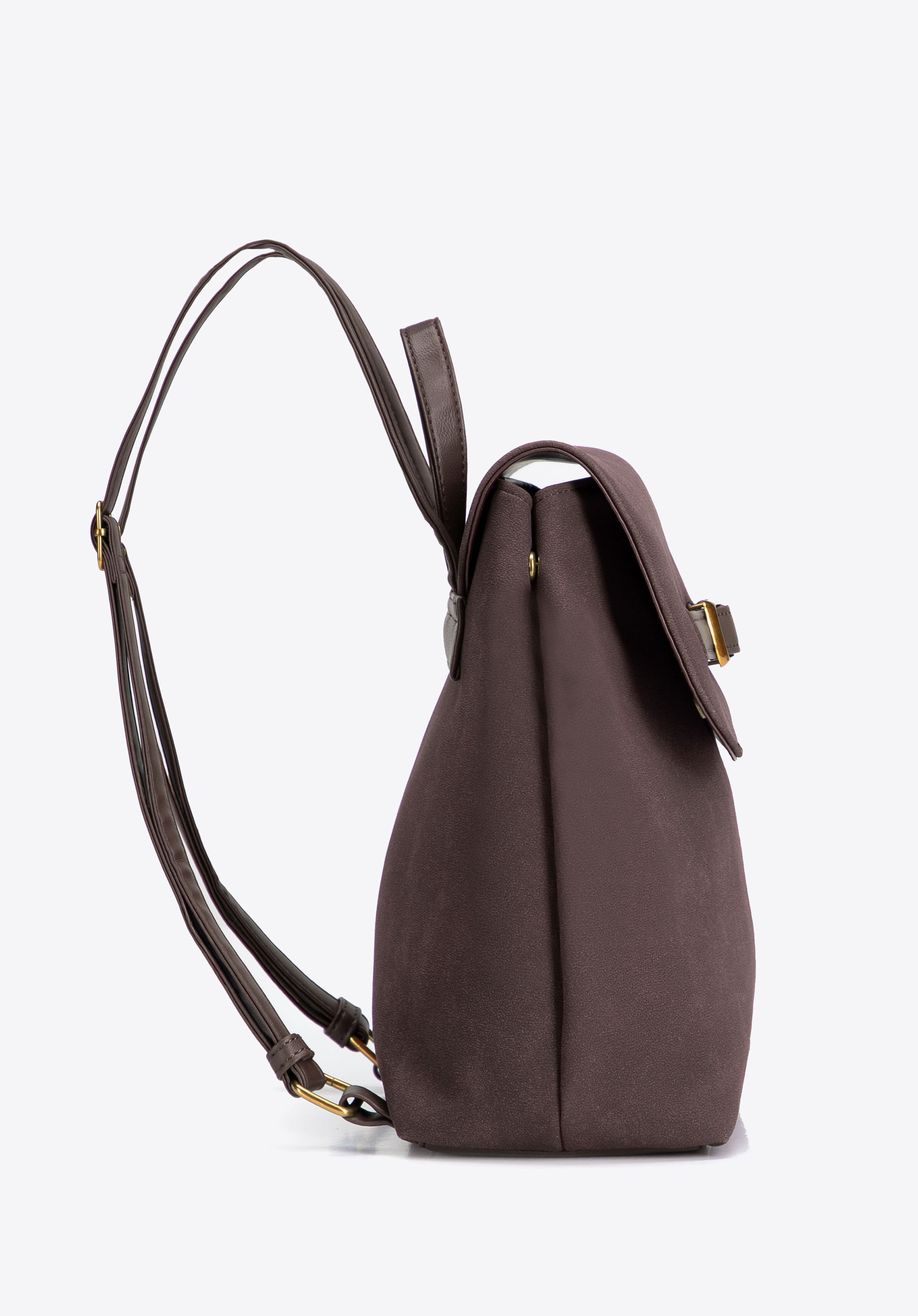 Eleganter Damen-Rucksack mit Überschlagklappe, dunkelbraun, 103-4Y-502-4, Bild 1