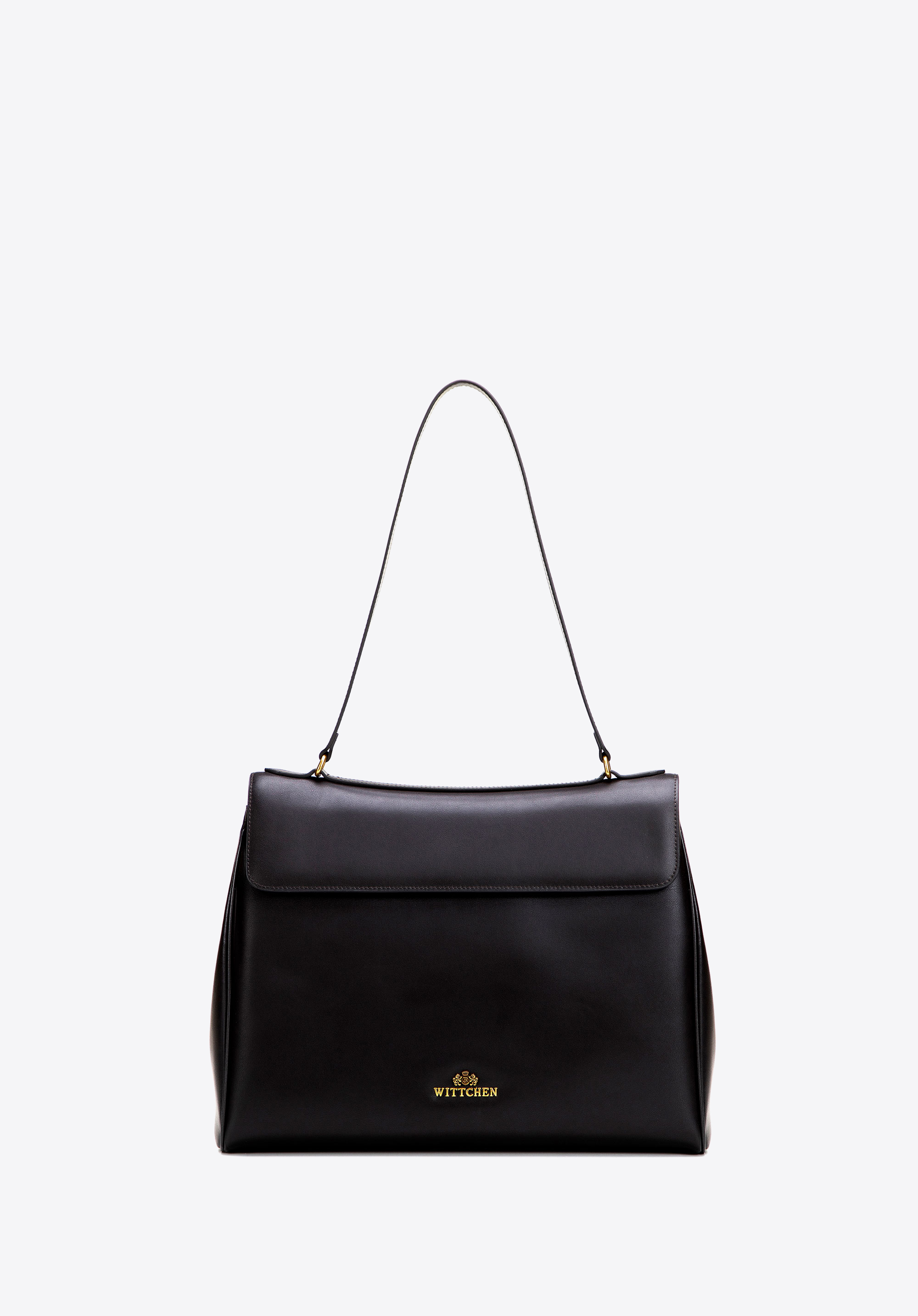 Geräumige Schultertasche aus Leder, dunkelbraun, 101-4E-201-4, Bild 1