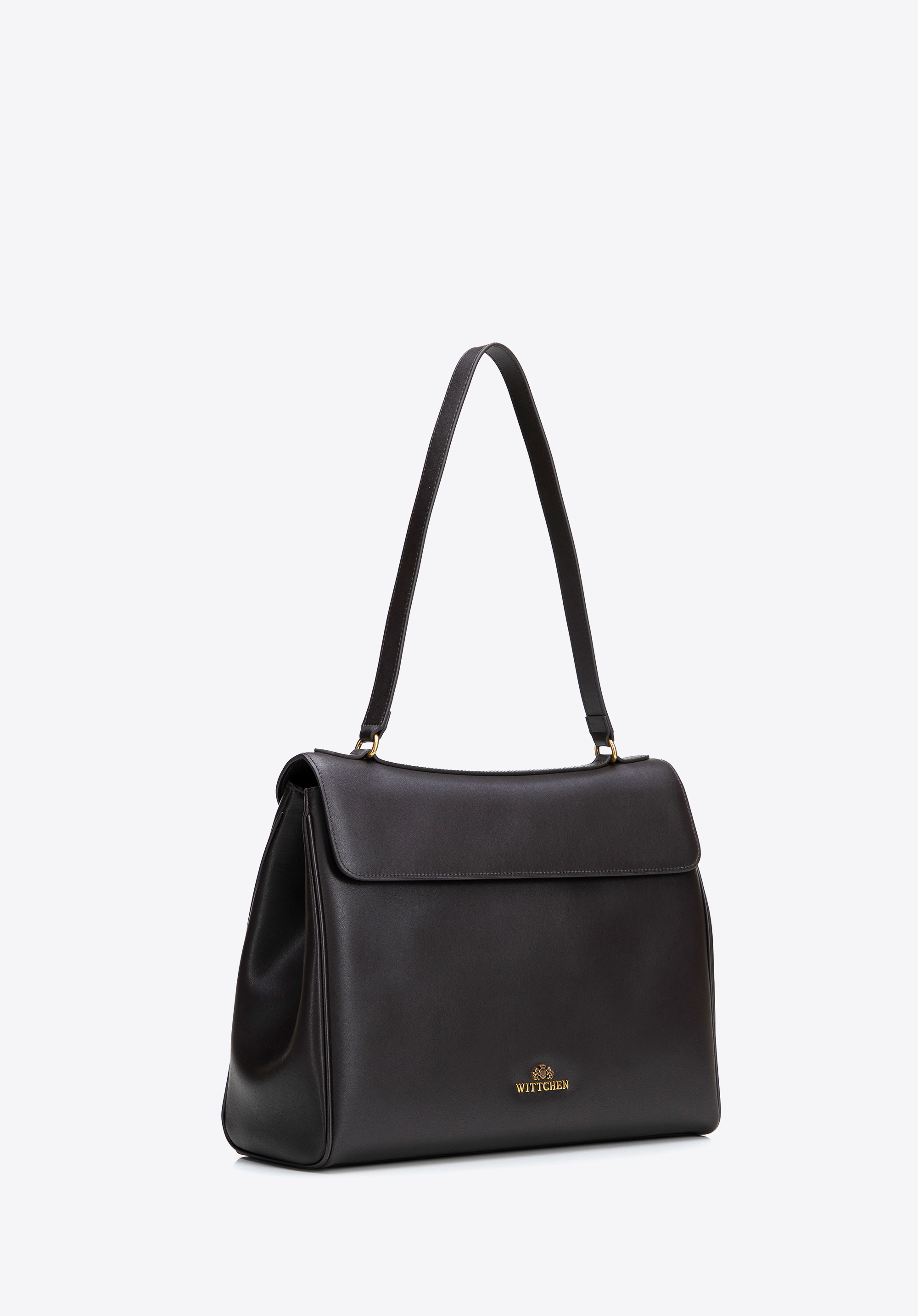 Geräumige Schultertasche aus Leder, dunkelbraun, 101-4E-201-4, Bild 1