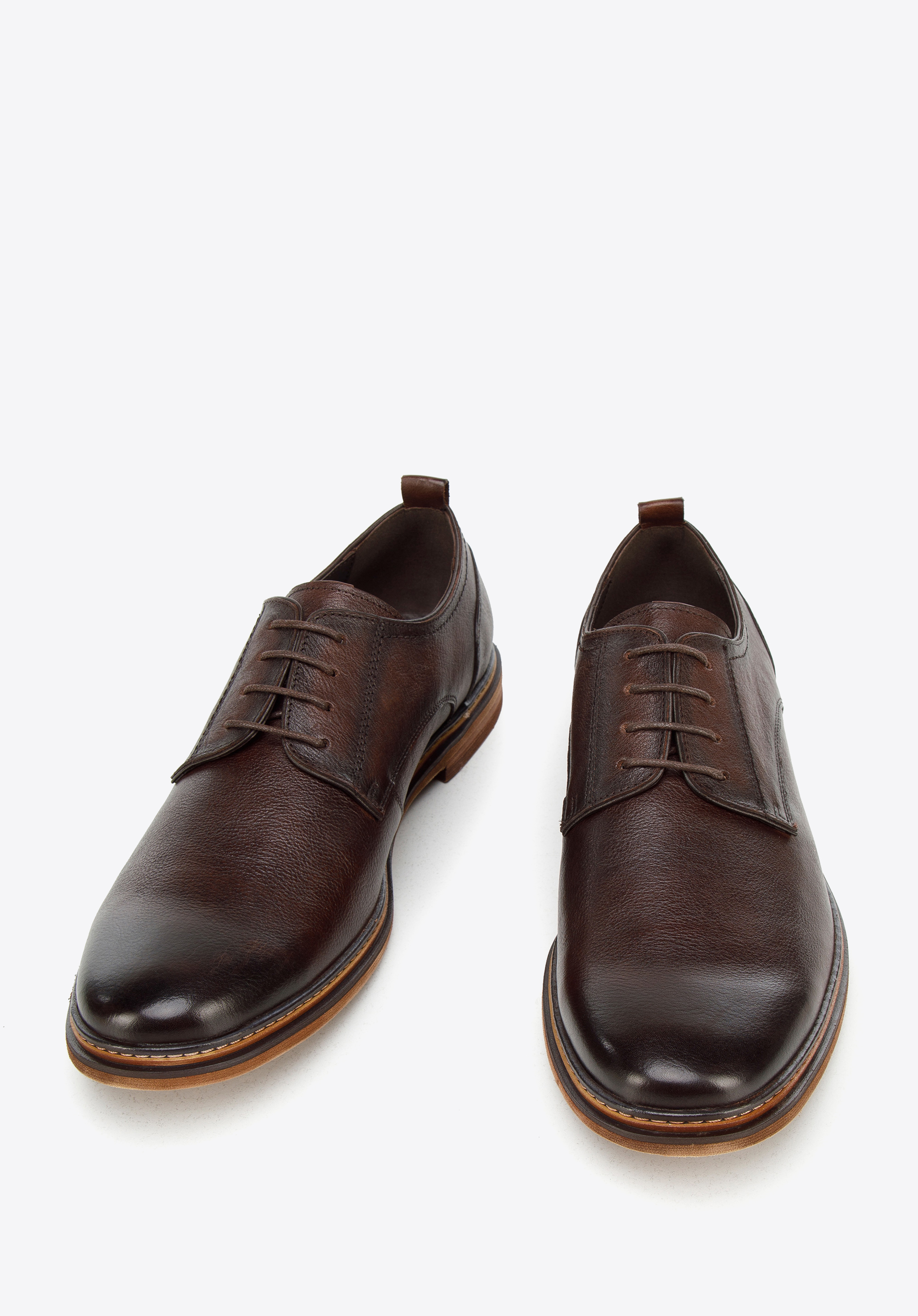 Halbschuhe aus Leder im Retro-Still, dunkelbraun, 94-M-519-4-41, Bild 1