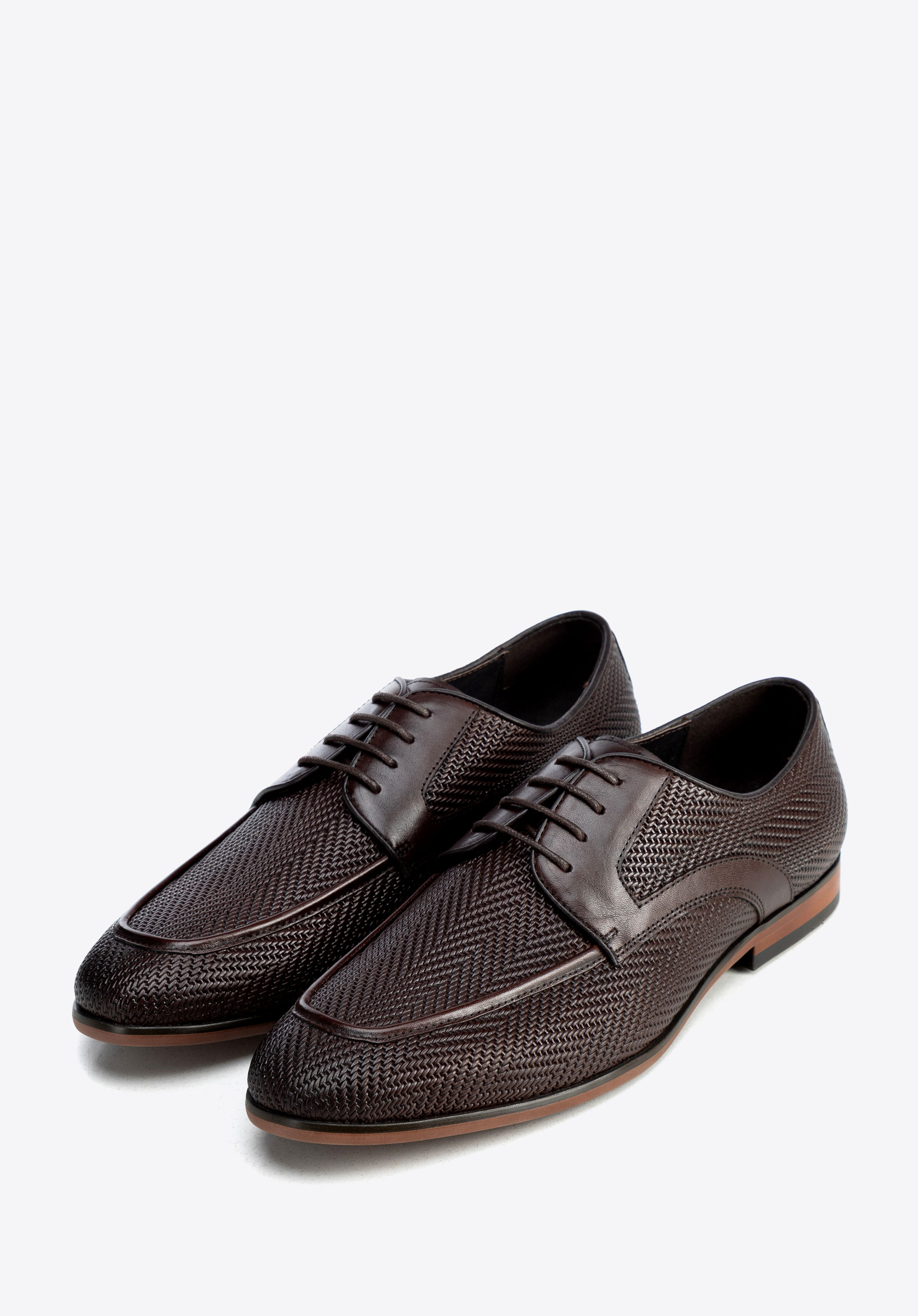 Herren Derby aus geflochtenem Leder, dunkelbraun, 100-M-508-4-42, Bild 1