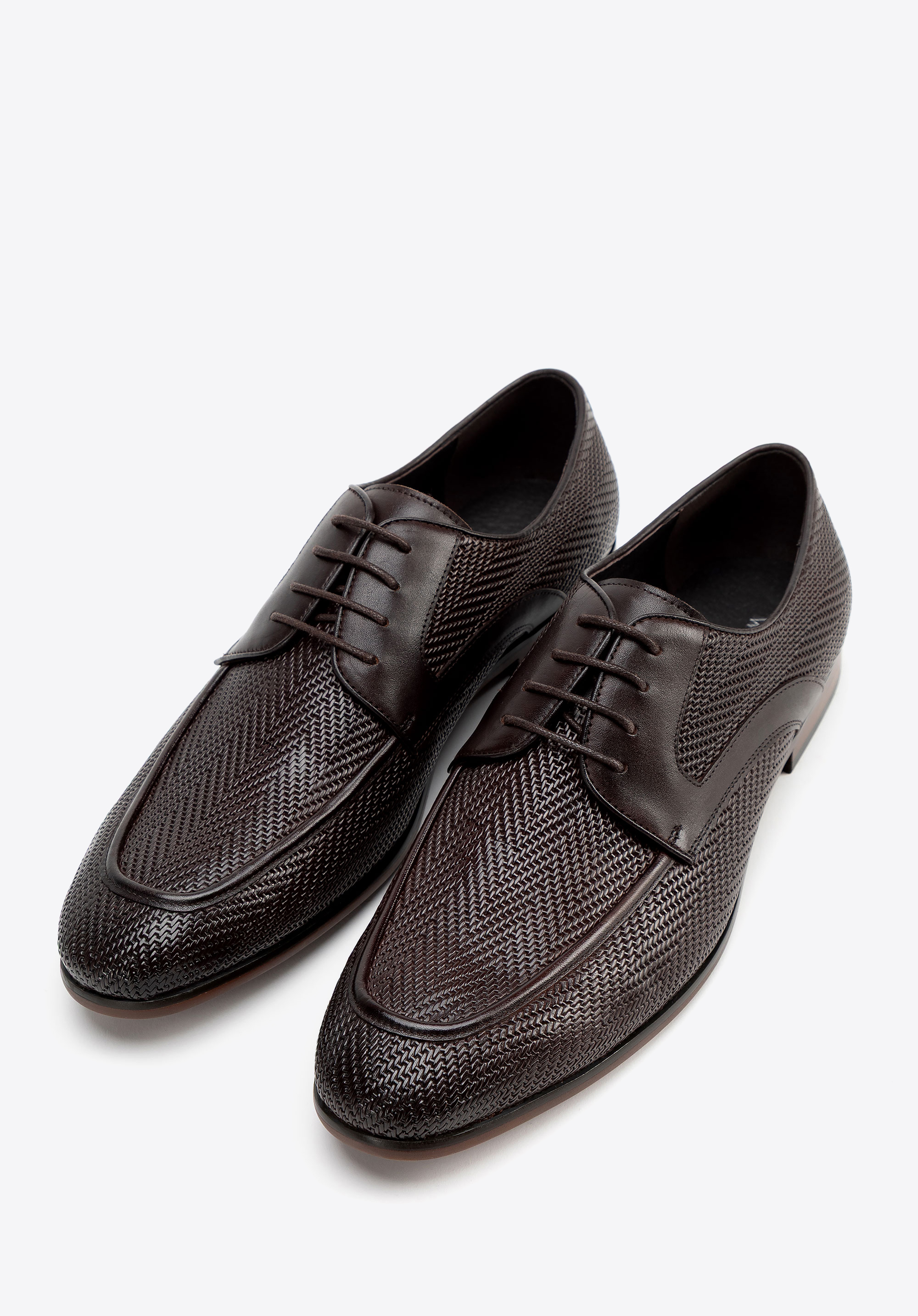 Herren Derby aus geflochtenem Leder, dunkelbraun, 100-M-508-4-43, Bild 1
