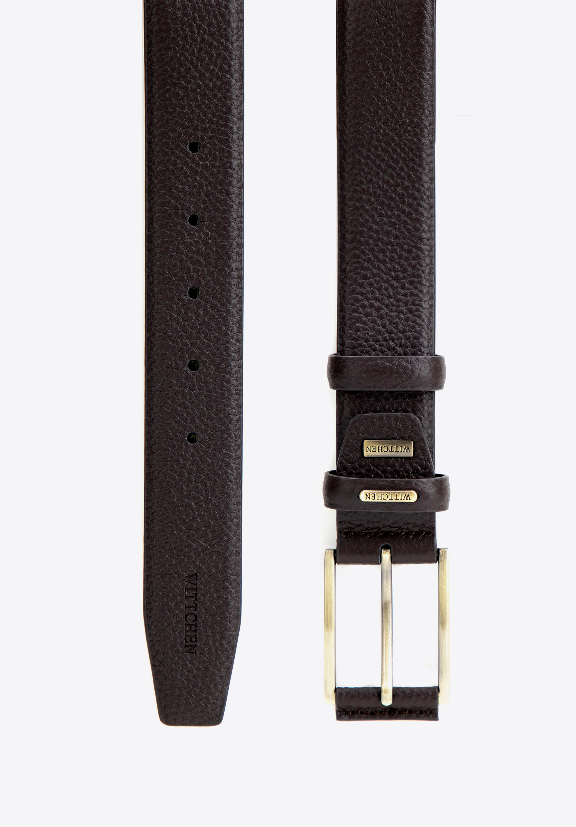 Herren-Gürtel aus genarbtem Leder mit klassischer Schnalle, dunkelbraun, 102-8M-107-5-12, Bild 1