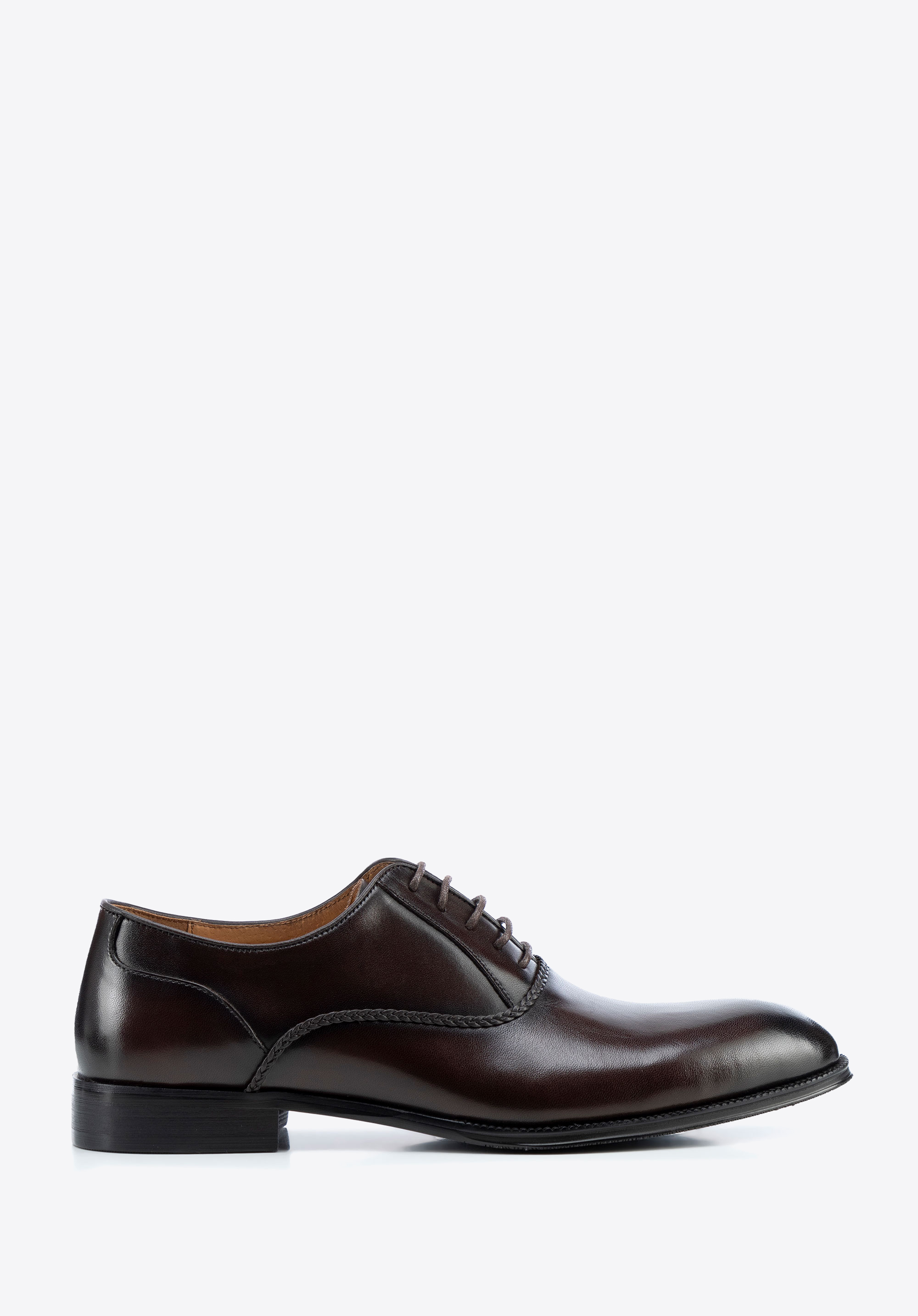 Herren Lederschuhe mit Ziernähten, dunkelbraun, 100-M-708-4-41, Bild 1