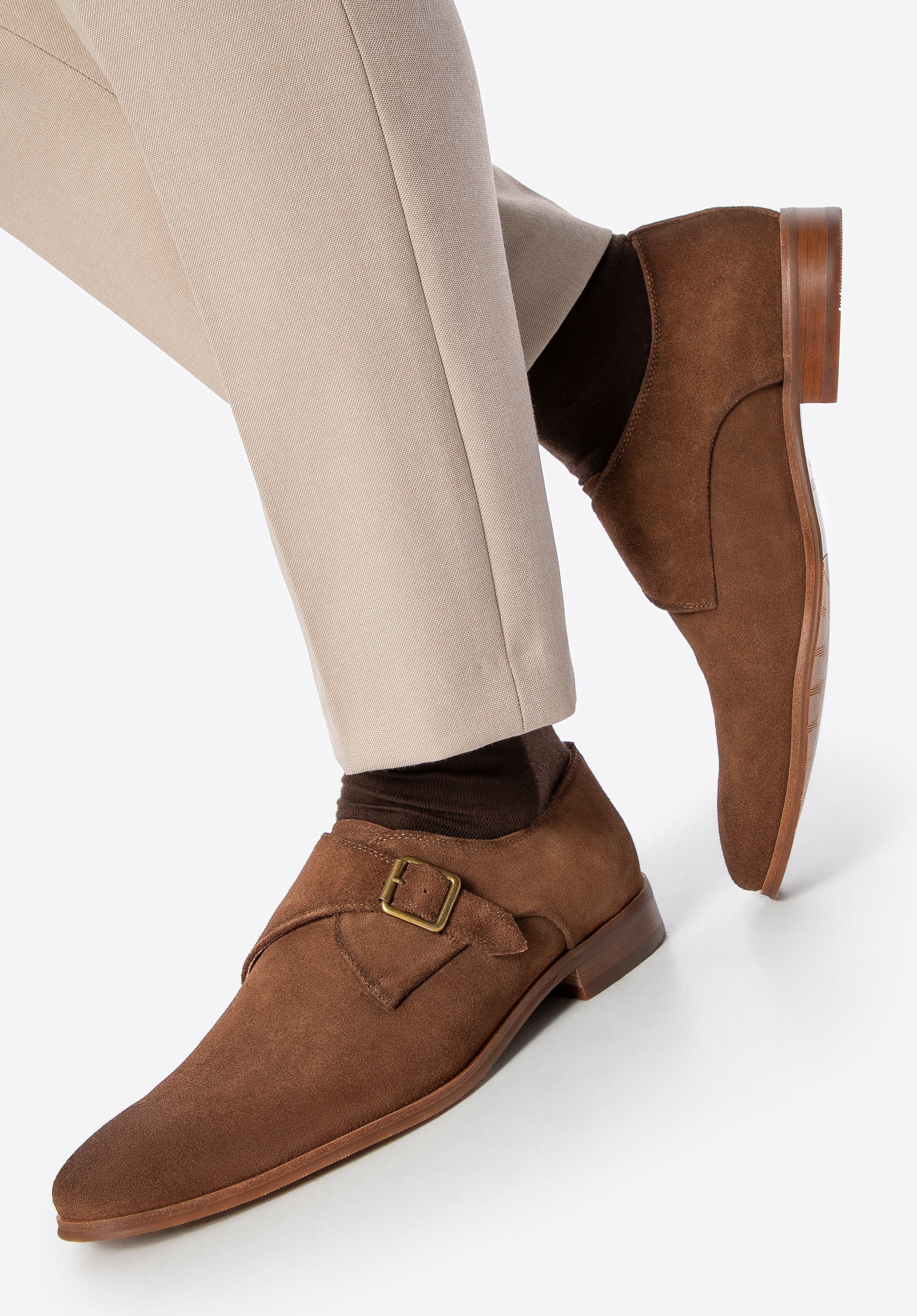 Herren-Monk-Schuhe aus Leder, dunkelbraun, 100-M-512-4-45, Bild 1