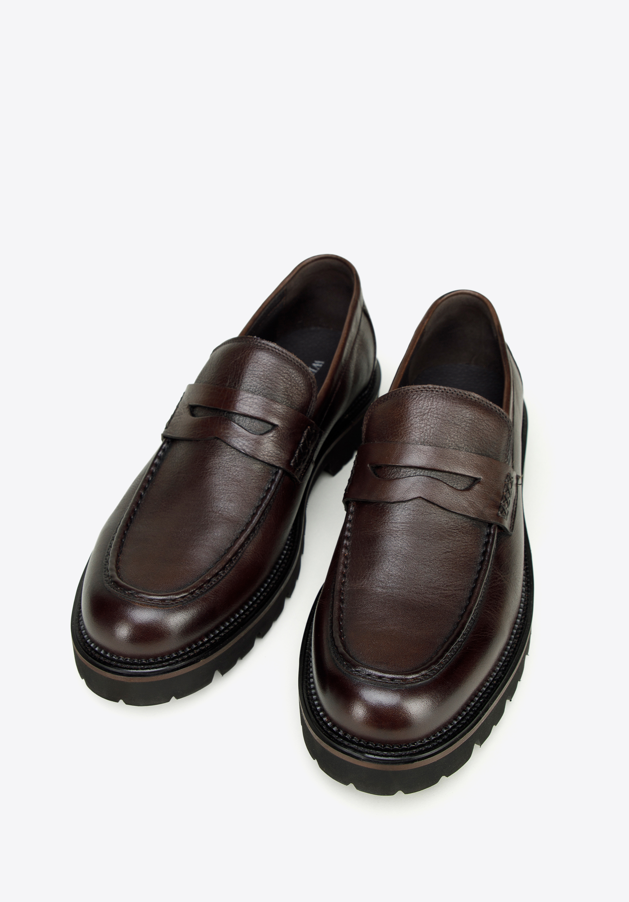 Mokassins aus Leder für Herren mit Ziernähten, dunkelbraun, 97-M-516-4-44, Bild 1
