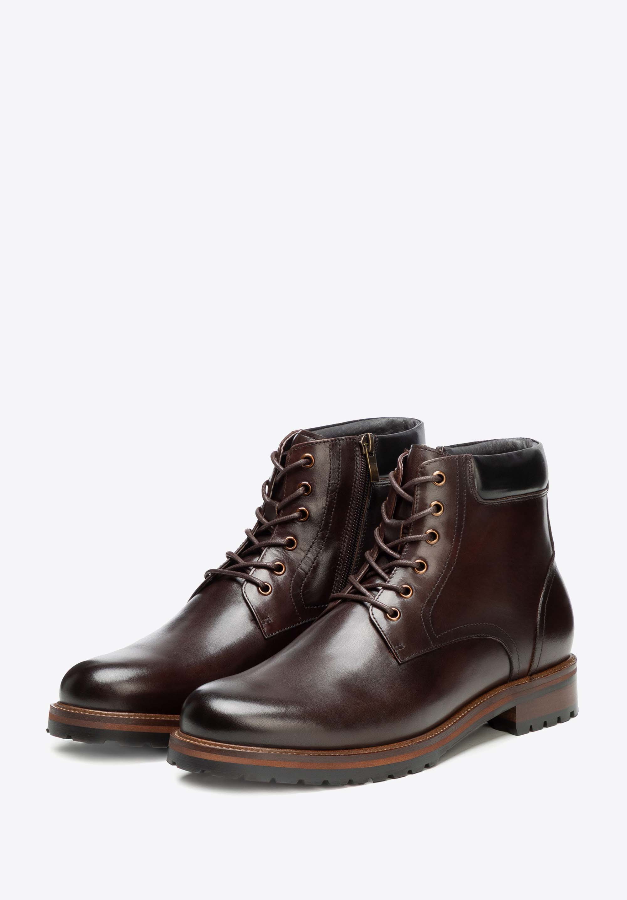 Herren-Schnürstiefel aus Leder, dunkelbraun, 101-M-518-4-40, Bild 1