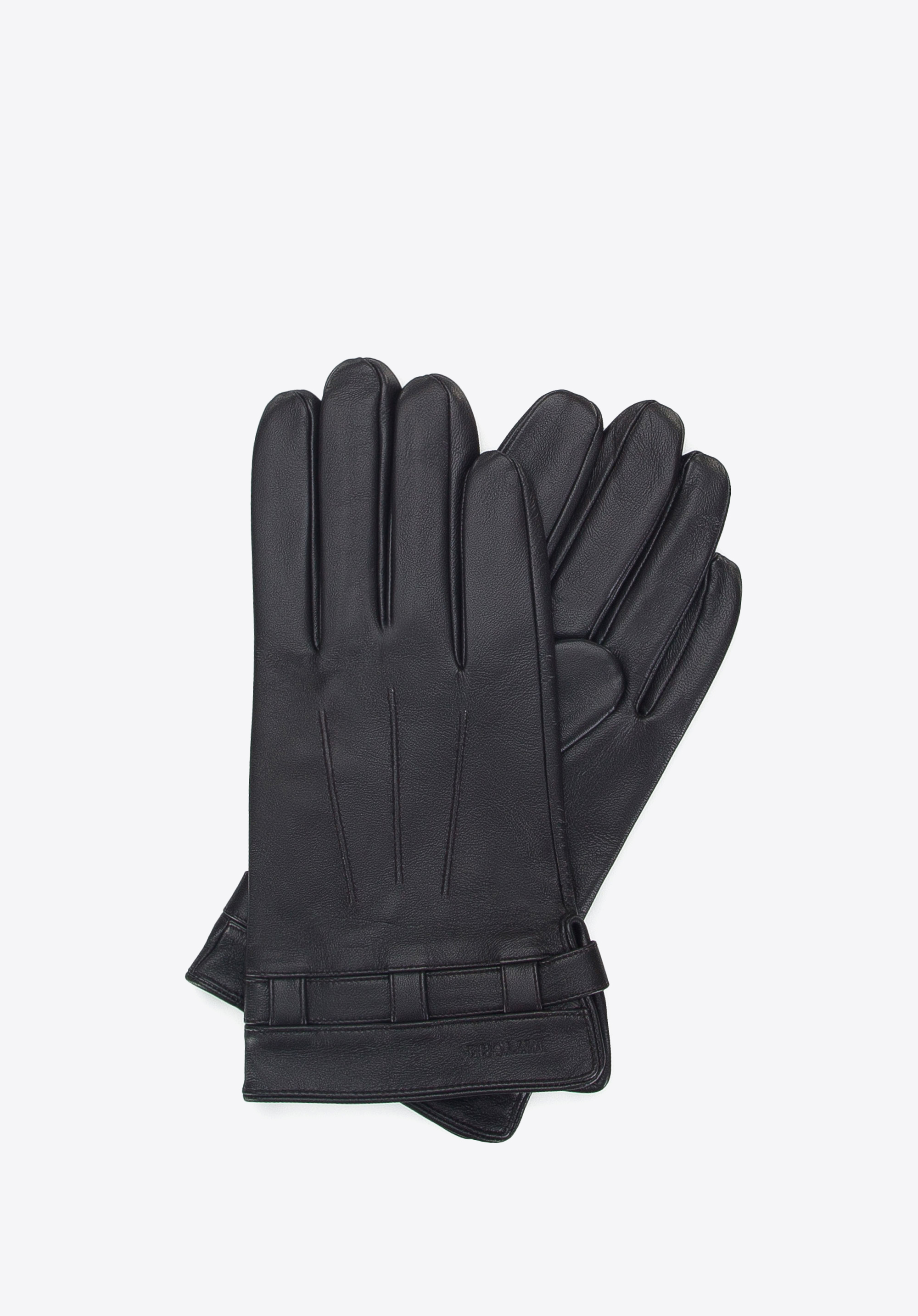 Herrenhandschuhe aus Leder mit Druckknopf, dunkelbraun, 45-6A-016-5-XS, Bild 1